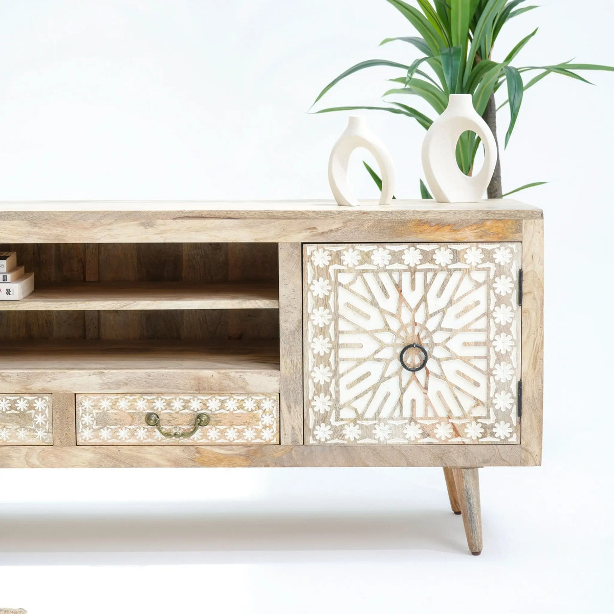 Ivory CNC TV Stand - Art and craft furniture