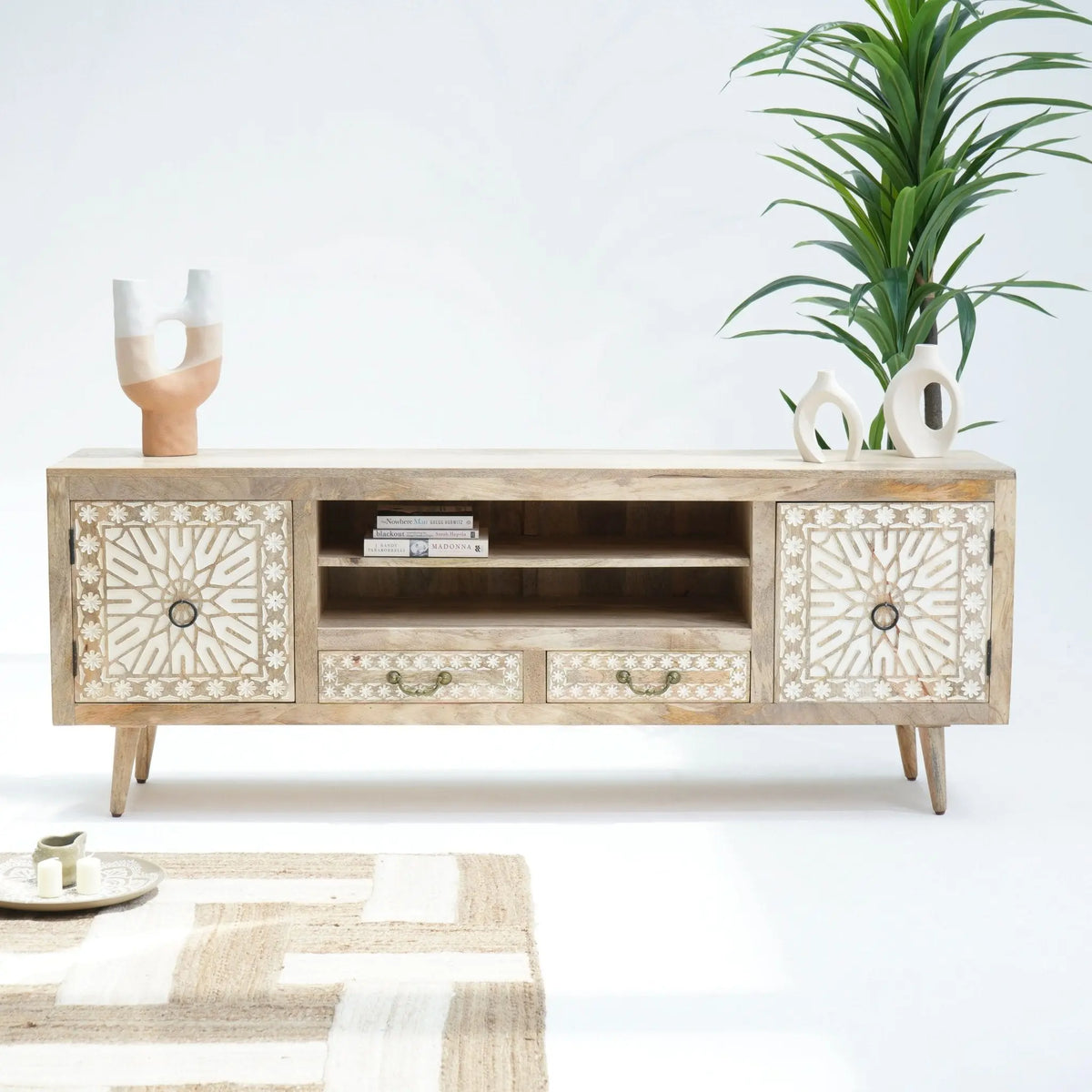 Ivory CNC TV Stand - Art and craft furniture
