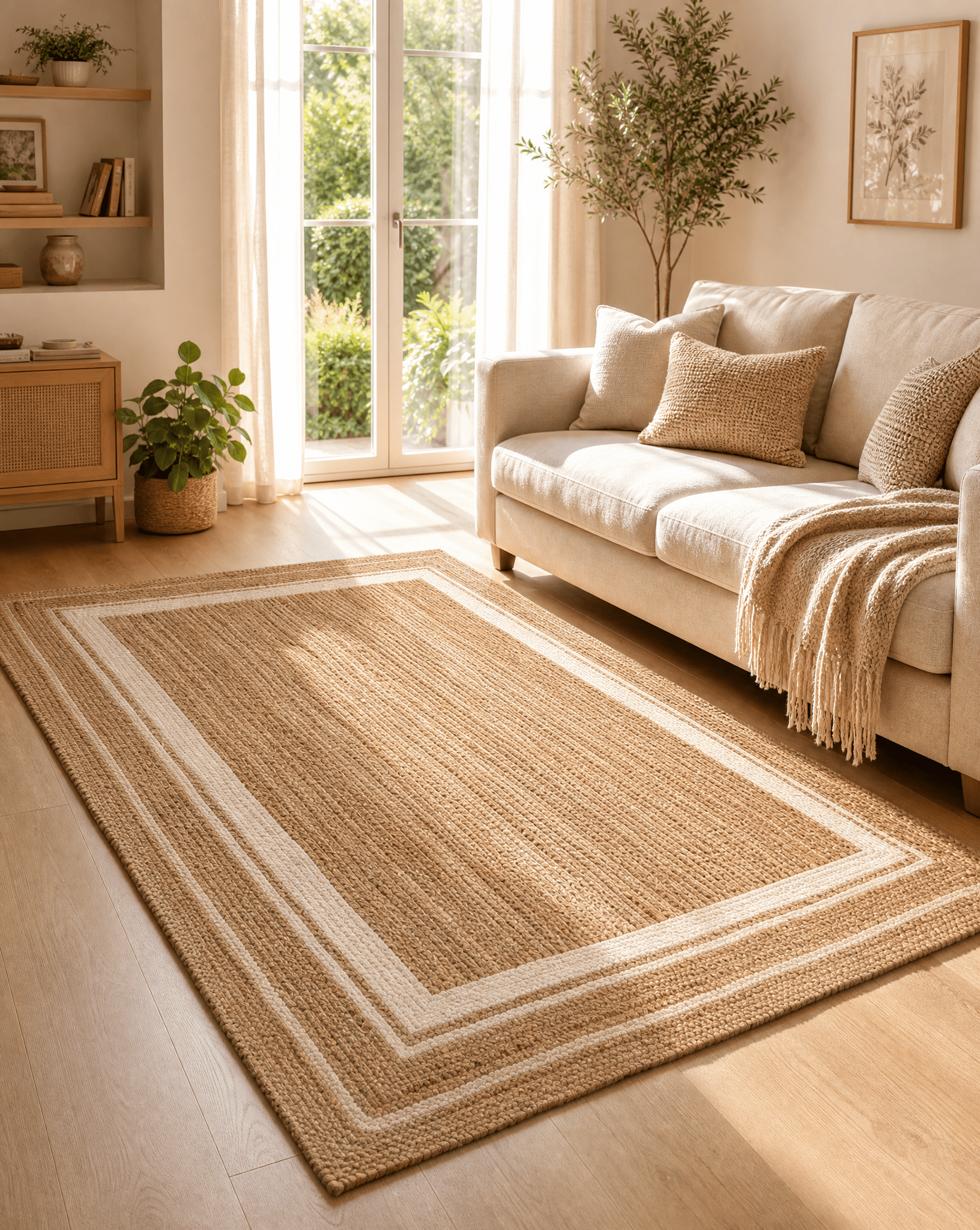 IVORY EDGE NATURAL JUTE HANDMADE RUG - Art and craft furniture