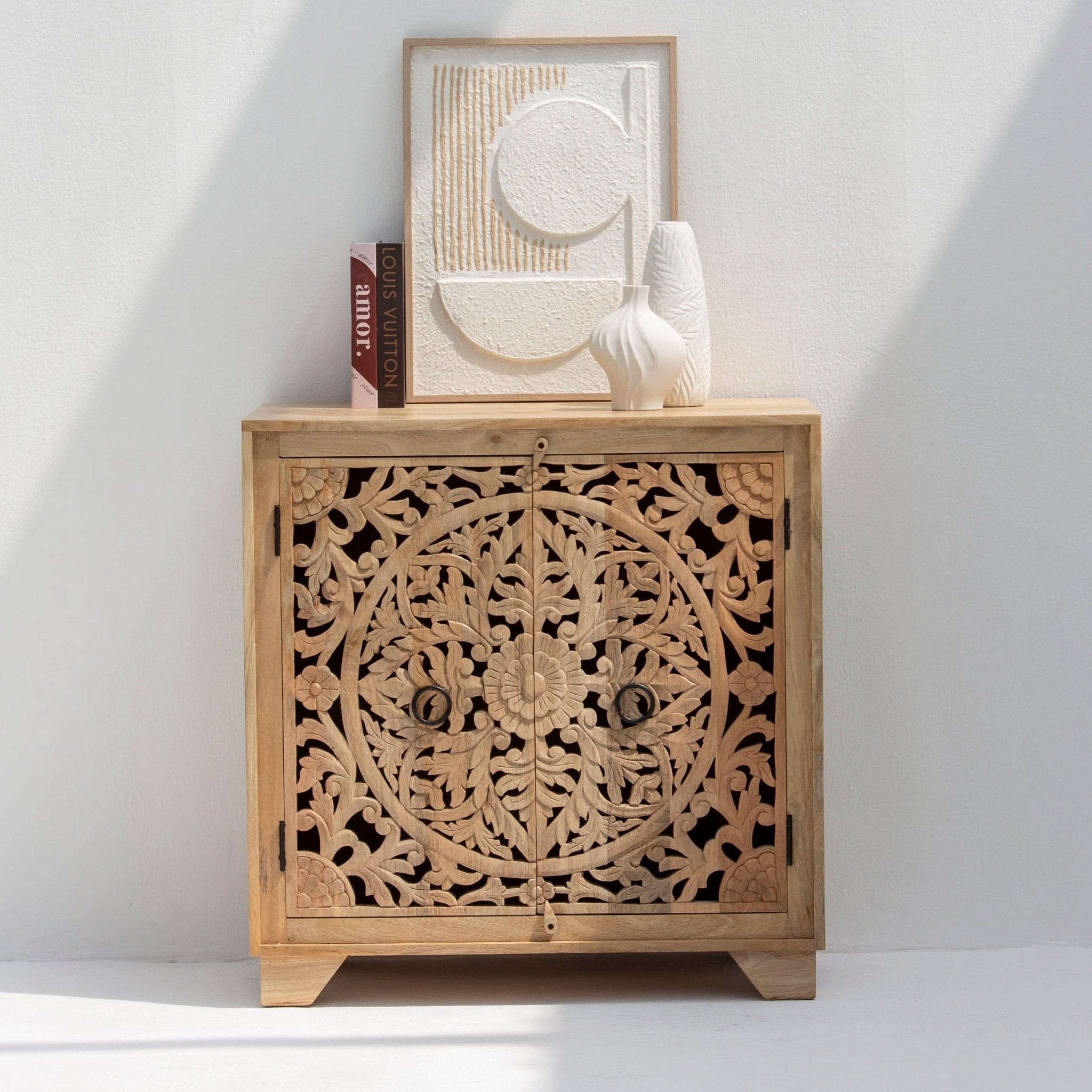 KARIGAR CARVED TWO DOOR SIDEBOARD - Art and craft furniture