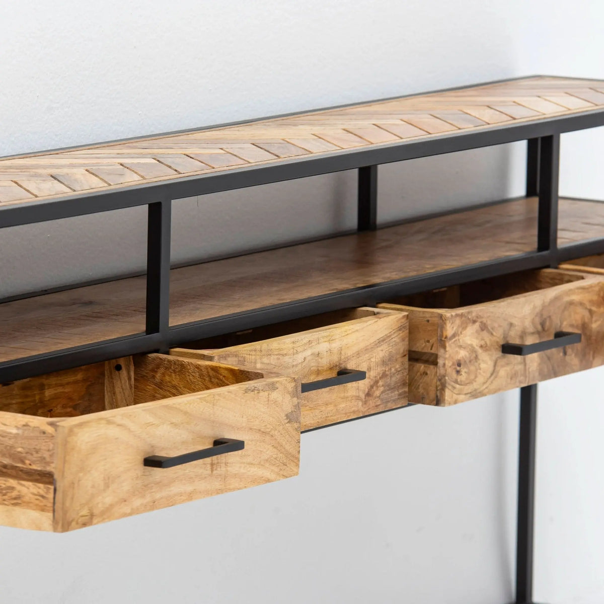 Linea Iron Four Drawer Console Table - Art and craft furniture