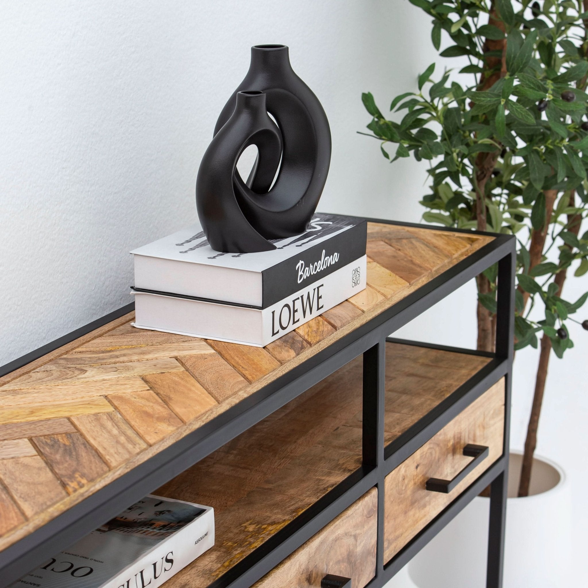 LINEA IRON FOUR DRAWER CONSOLE TABLE - Art and craft furniture