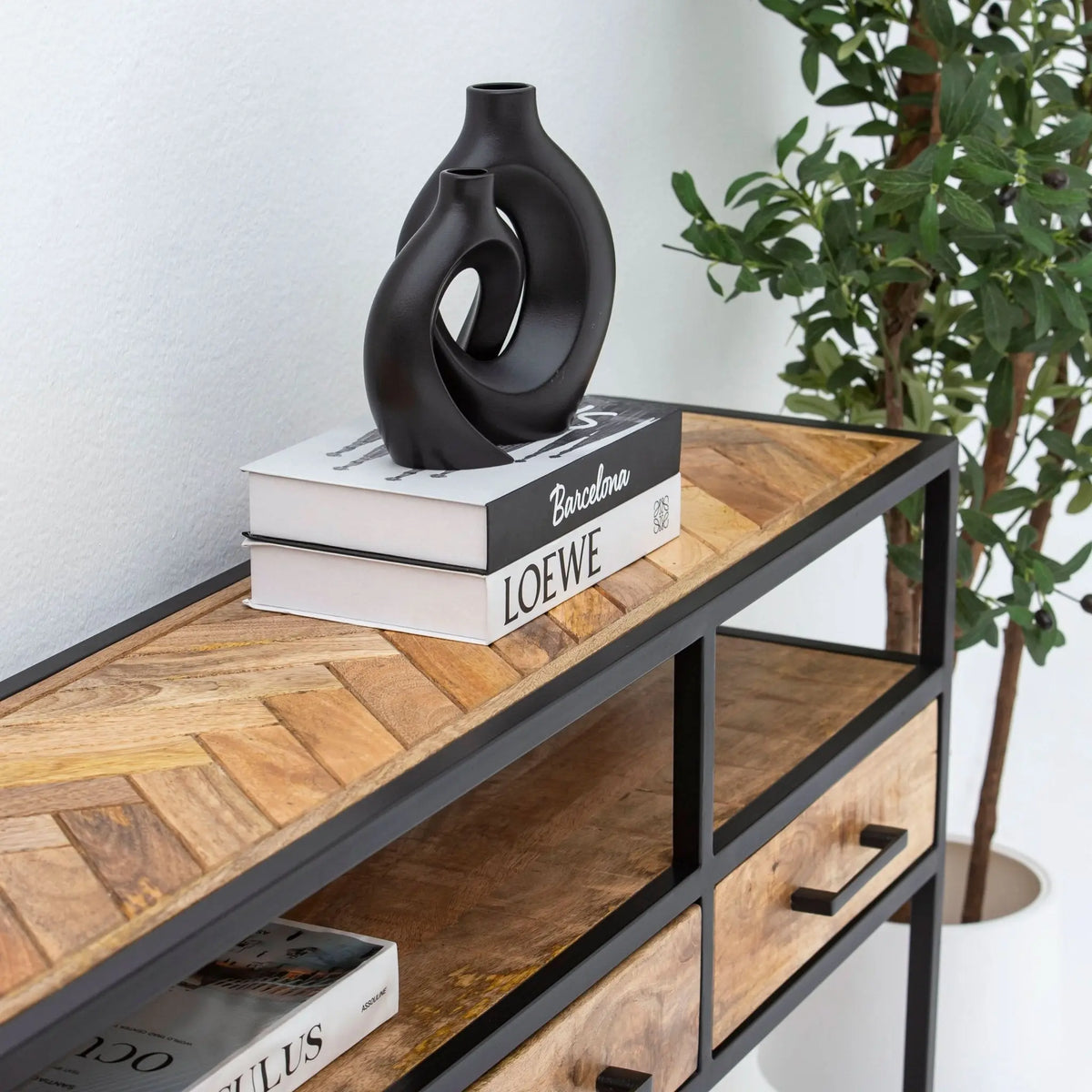 Linea Iron Four Drawer Console Table - Art and craft furniture