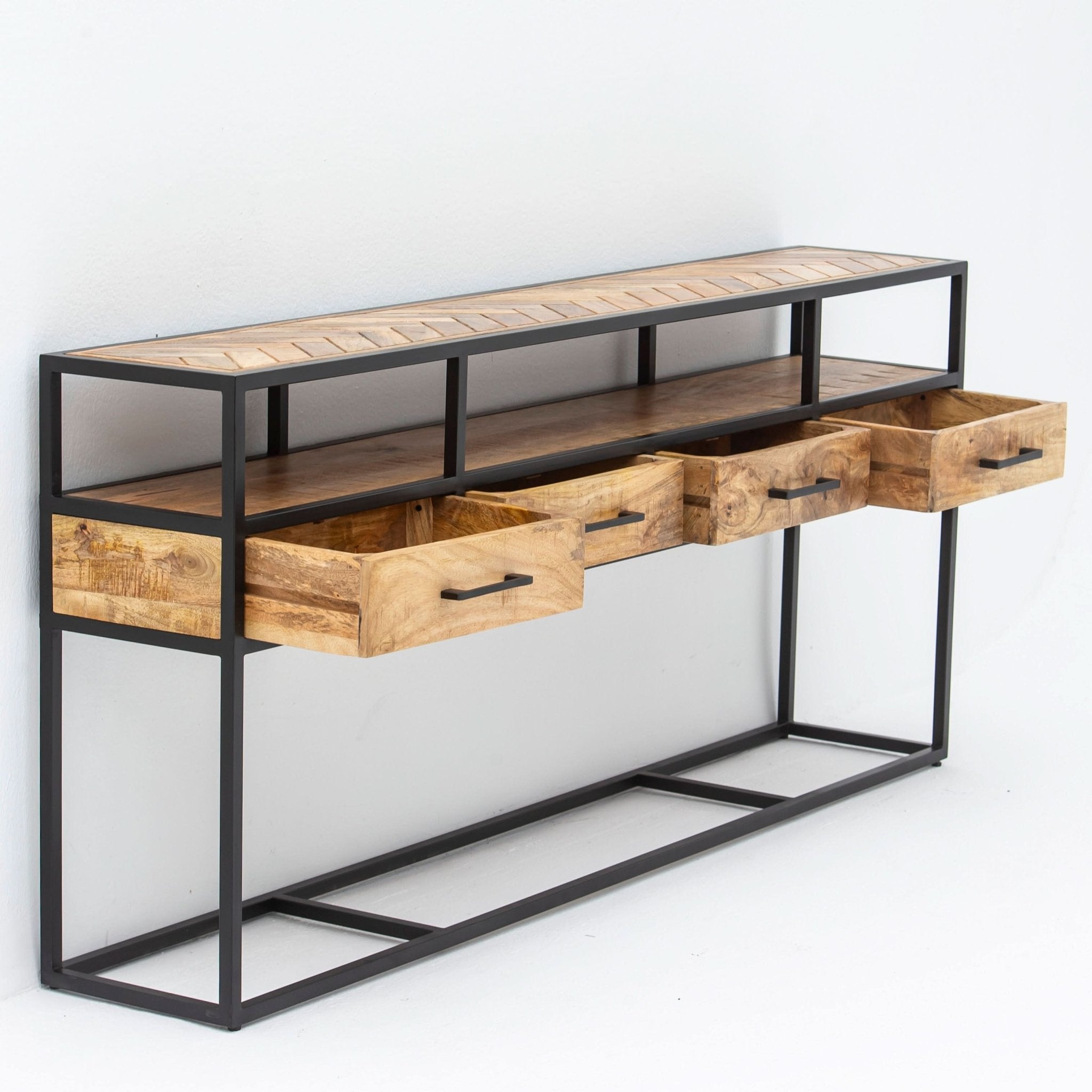 LINEA IRON FOUR DRAWER CONSOLE TABLE - Art and craft furniture