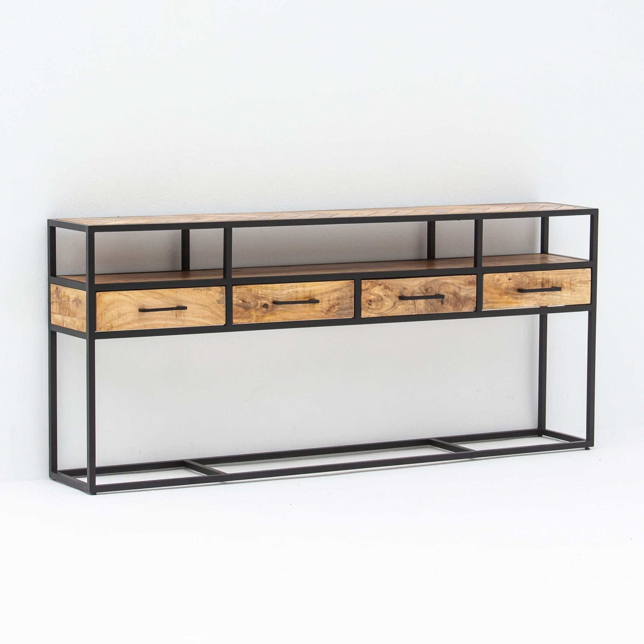 LINEA IRON FOUR DRAWER CONSOLE TABLE - Art and craft furniture