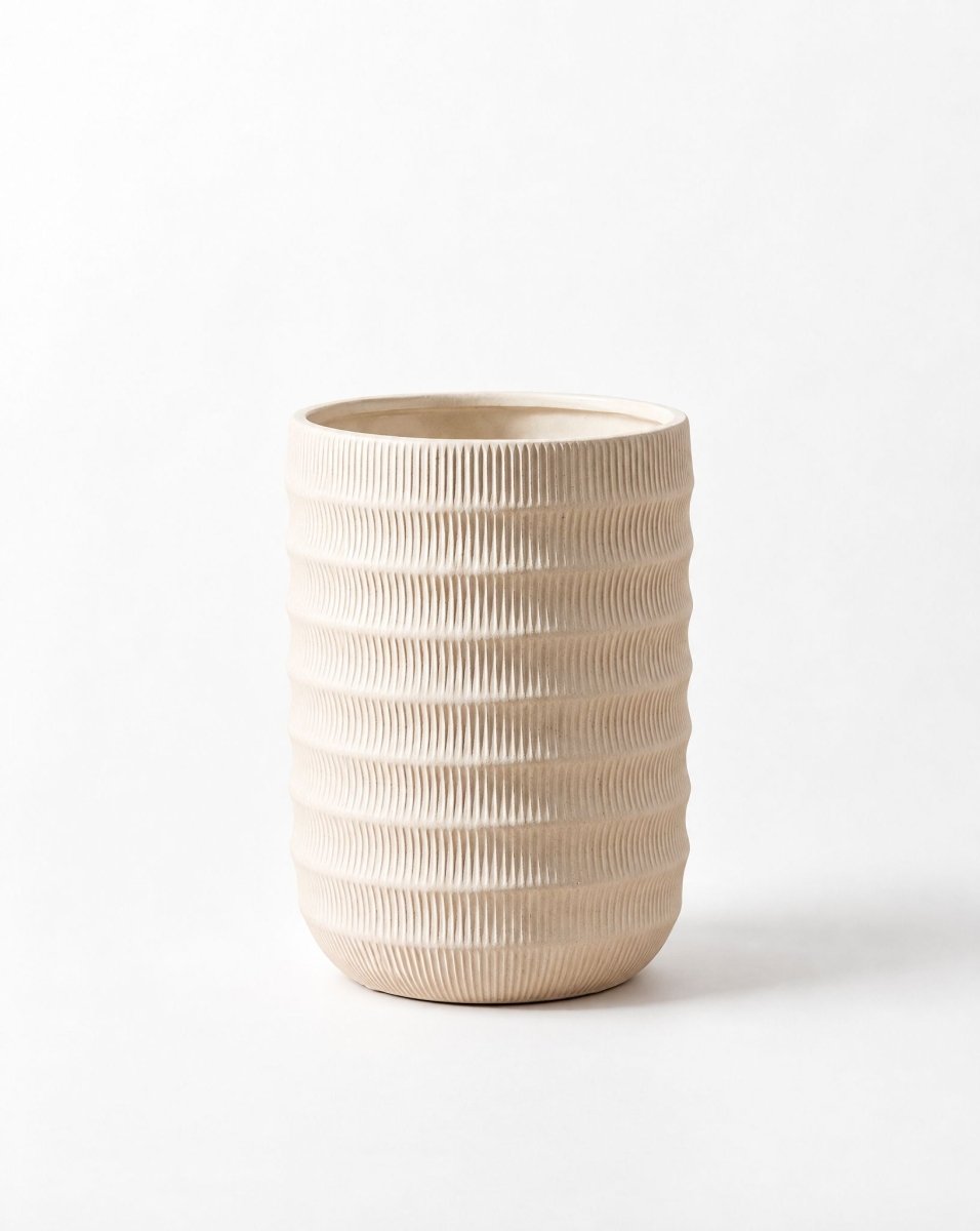 Linen Off White Groove Planter - Art and craft furniture