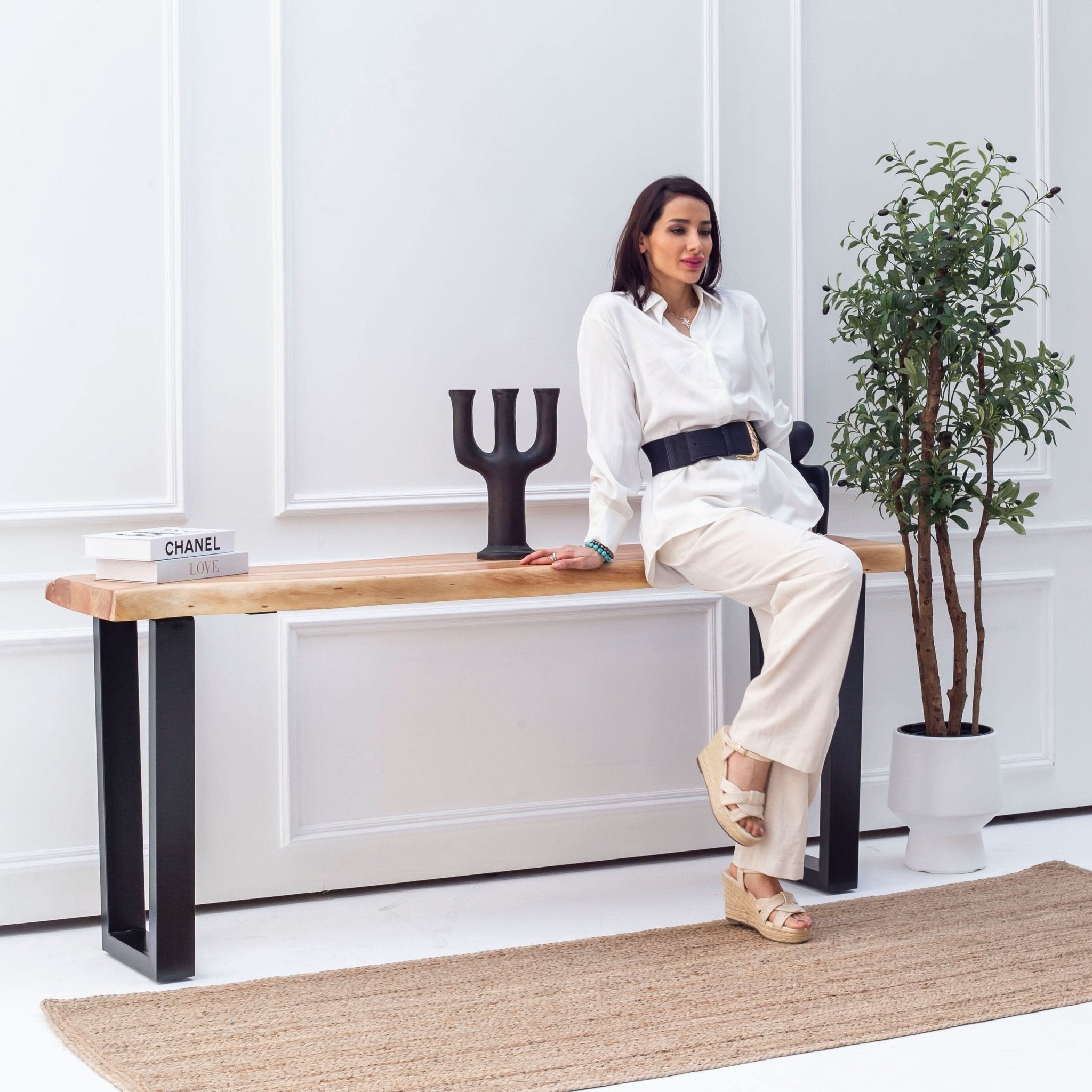 LIVE EDGE ACACIA WOOD CONSOLE TABLE - Art and craft furniture