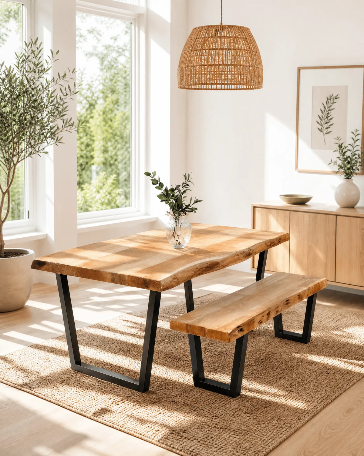 Live Edge Acacia Wood Dining Table - Art and craft furniture