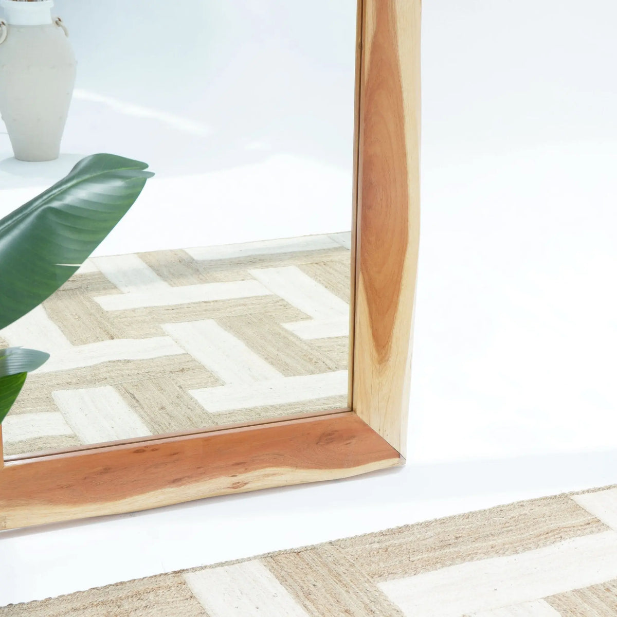 Live Edge Light Acacia Wood Frame Mirror - Art and craft furniture