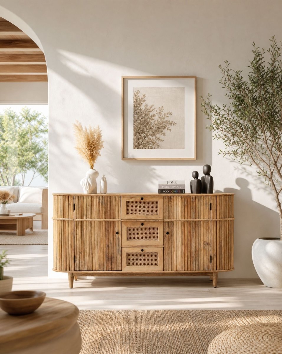 Luwin Lining Three Drawer Two Door Wooden Sideboard - Art and craft furniture