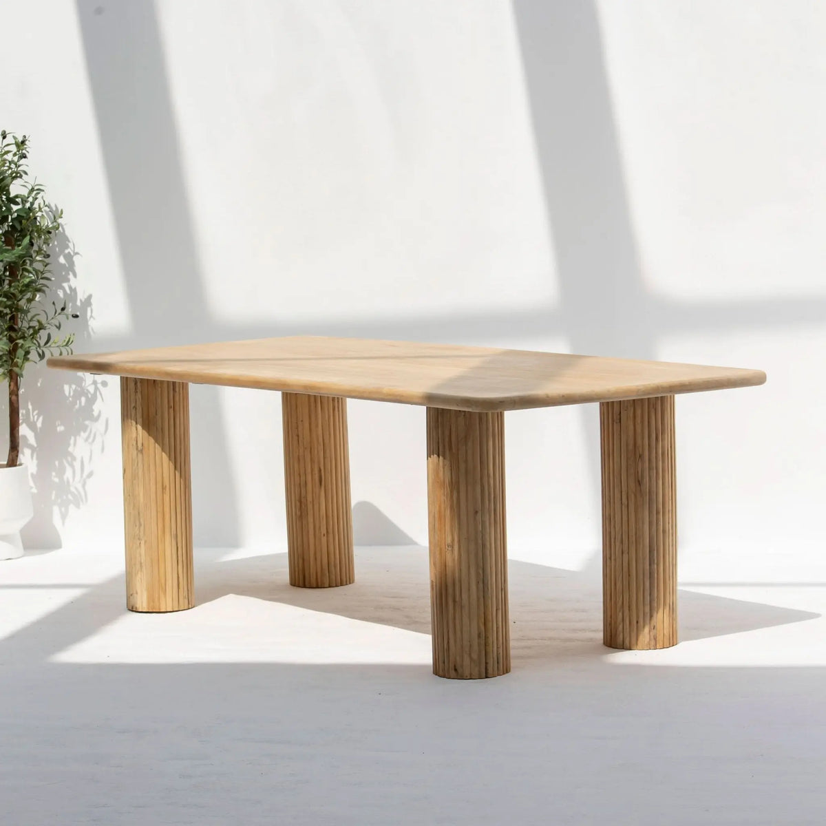 Luwin Lining Wooden Four Leg Dining Table - Art and craft furniture