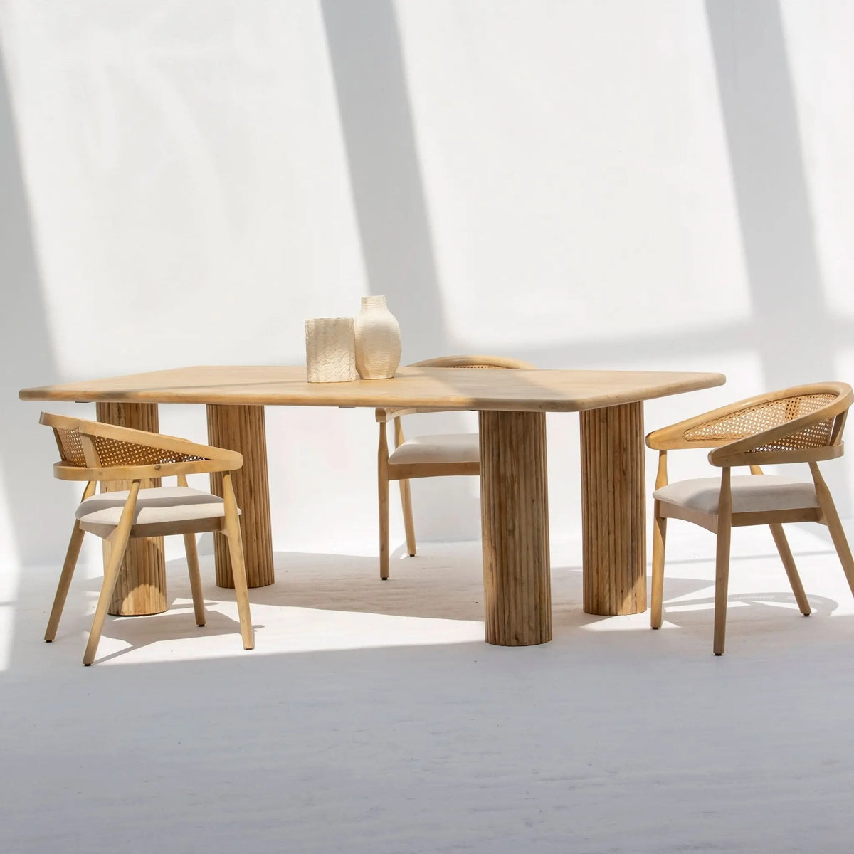 Luwin Lining Wooden Four Leg Dining Table - Art and craft furniture