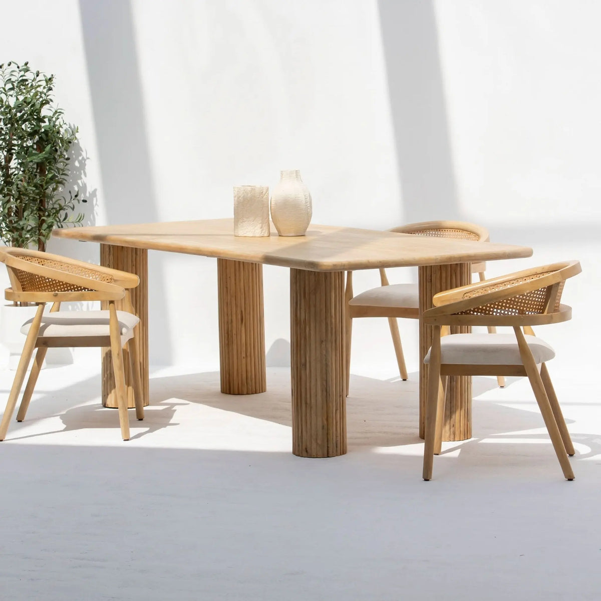 Luwin Lining Wooden Four Leg Dining Table - Art and craft furniture