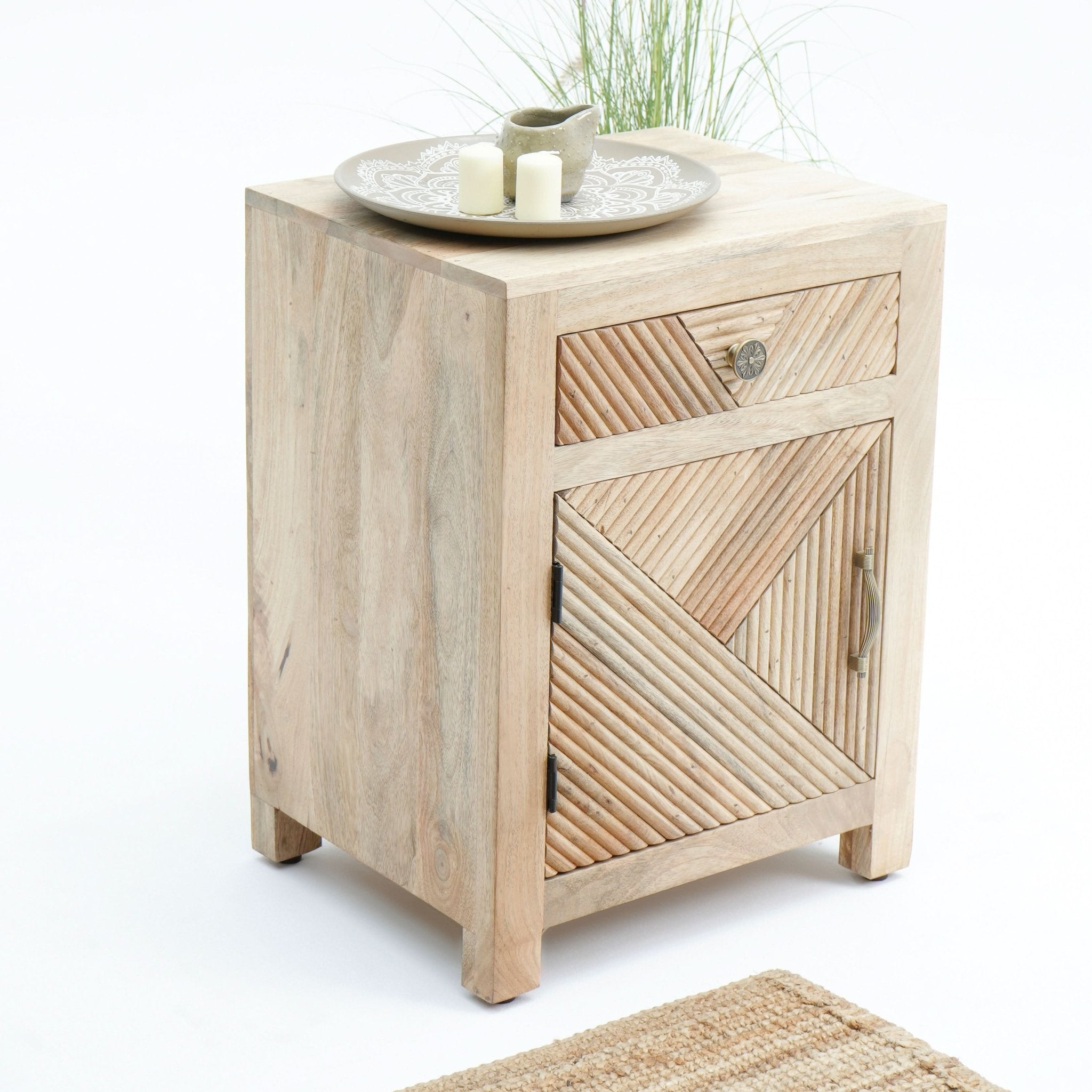 LUWIN WOODEN NIGHTSTAND TABLE - Art and craft furniture