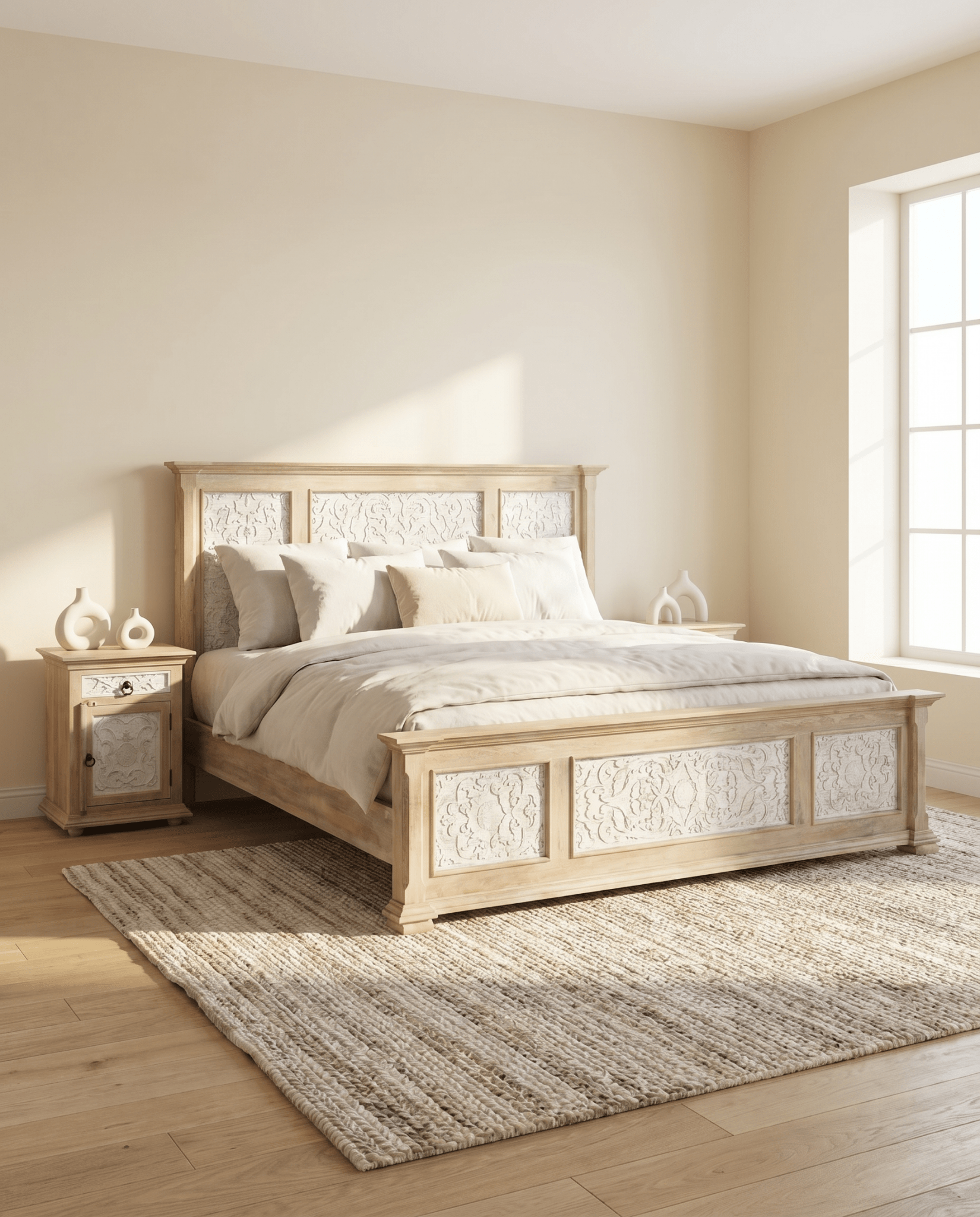 Luxury Handcrafted Wood Bed - Art and craft furniture