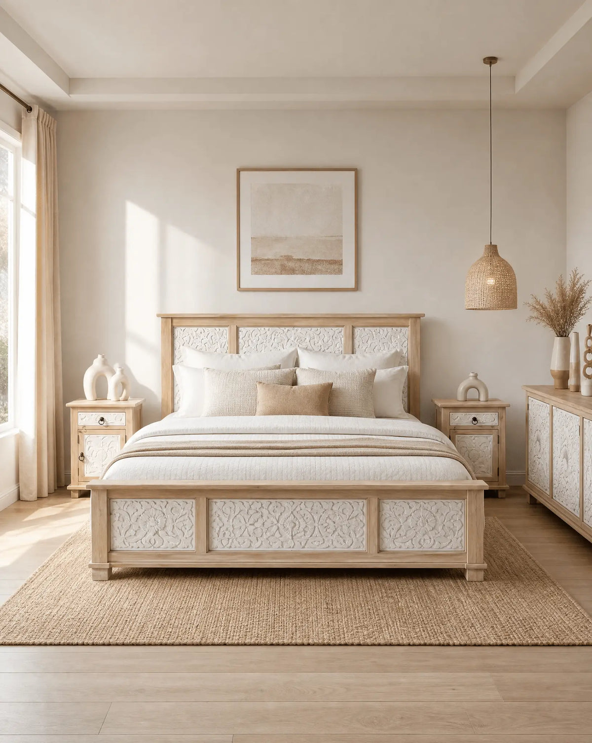 Luxury Handcrafted Wood Bed - Art and craft furniture