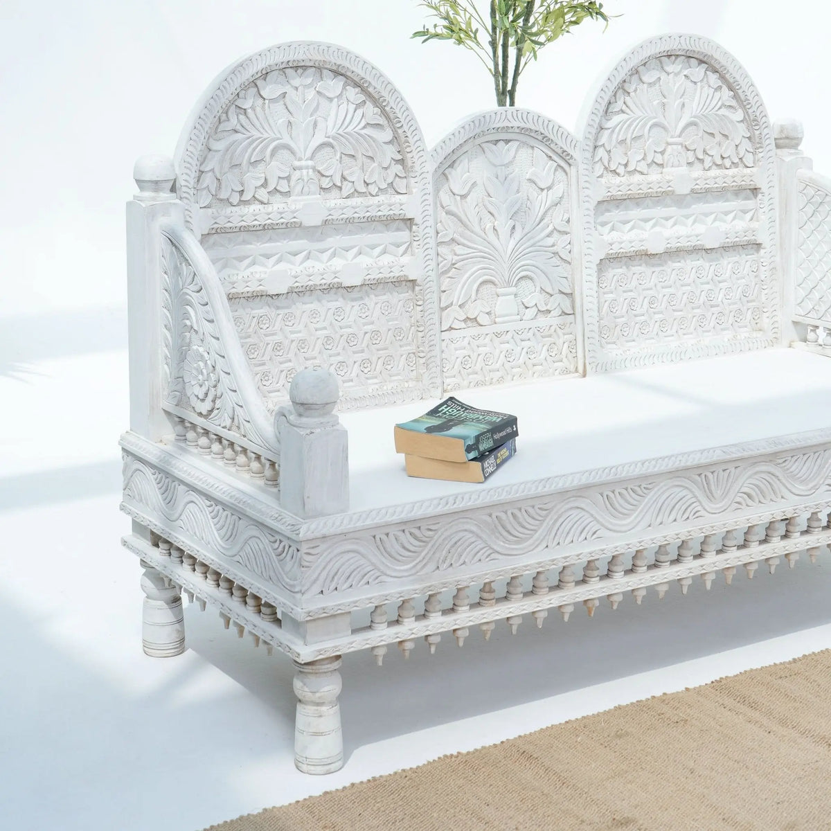 Maharaja Hand Carved Wooden Sofa - Art and craft furniture