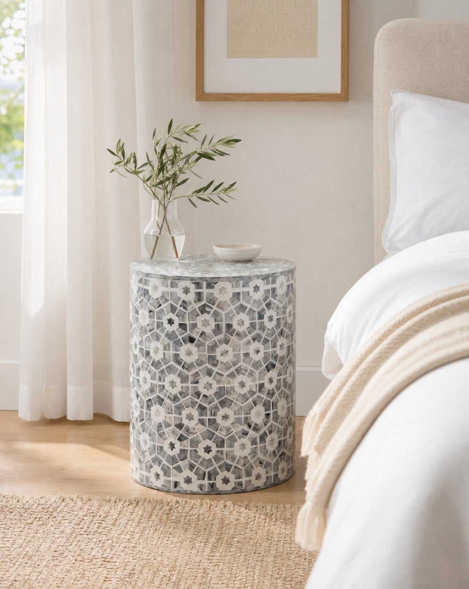 Majestic Inlay Round Stool - Art and craft furniture