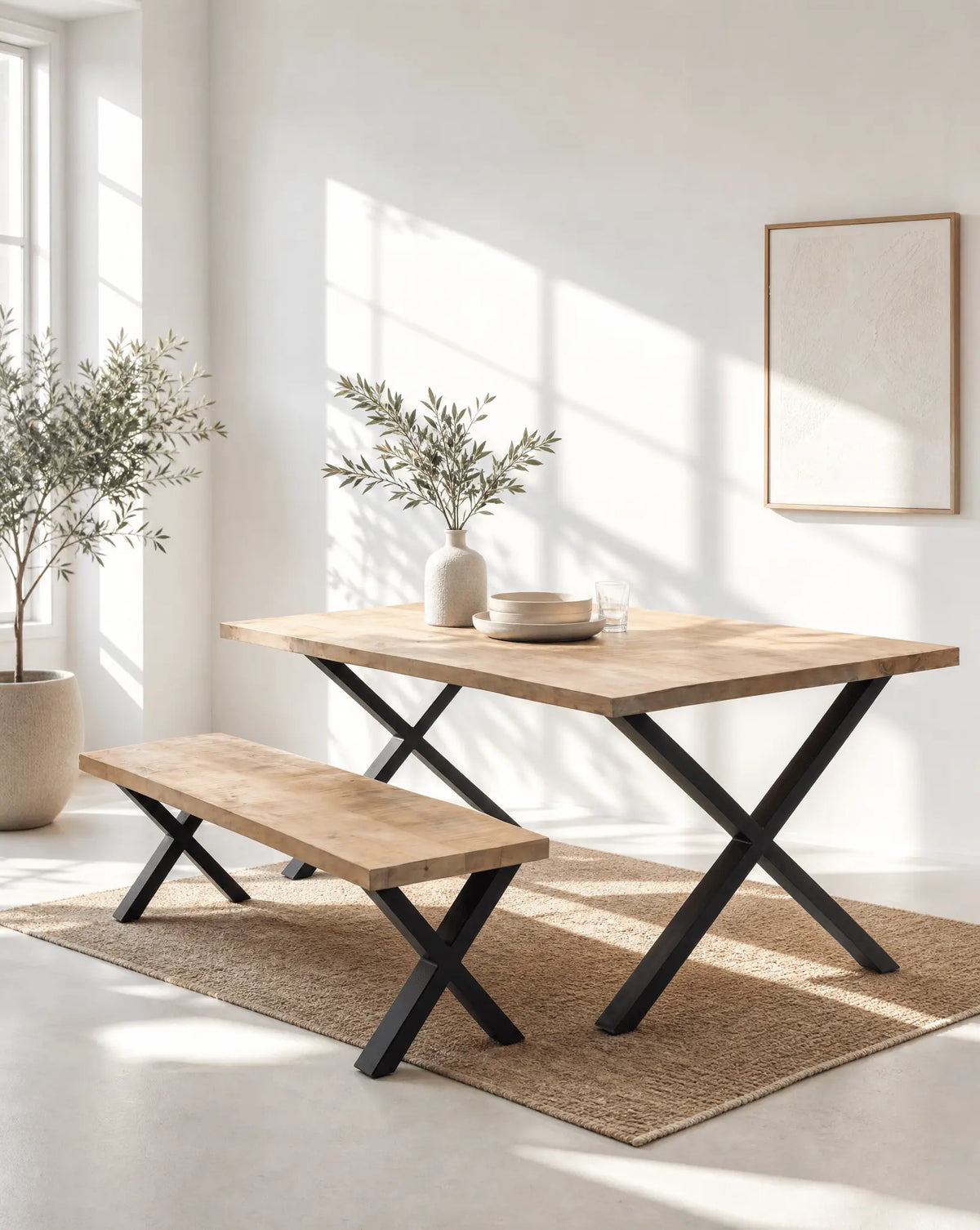 Mango Aura X Leg Dining Table - Art and craft furniture