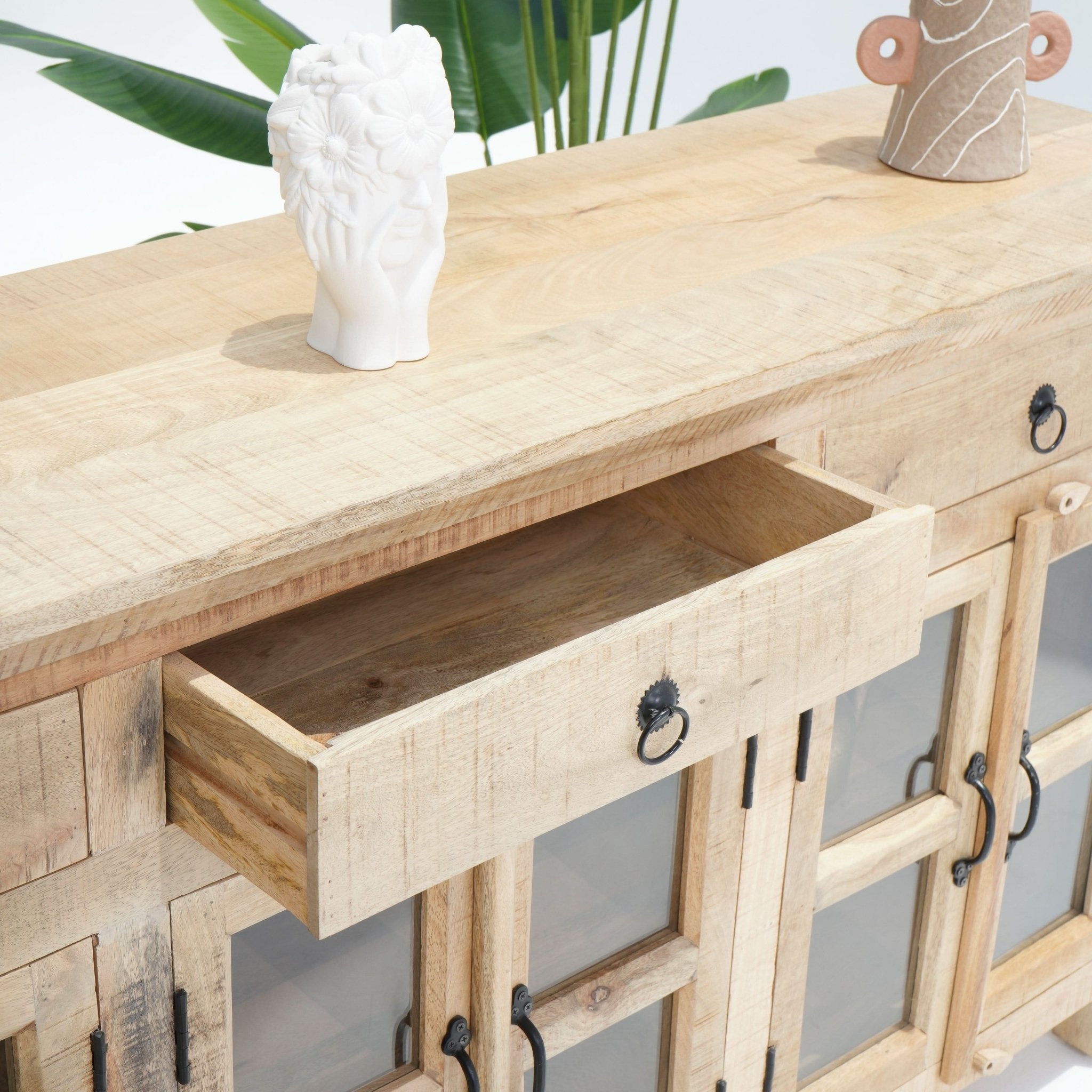 MANGOEDGE SIX GLASS DOOR THREE DRAWERS' SIDEBOARD - Art and craft furniture