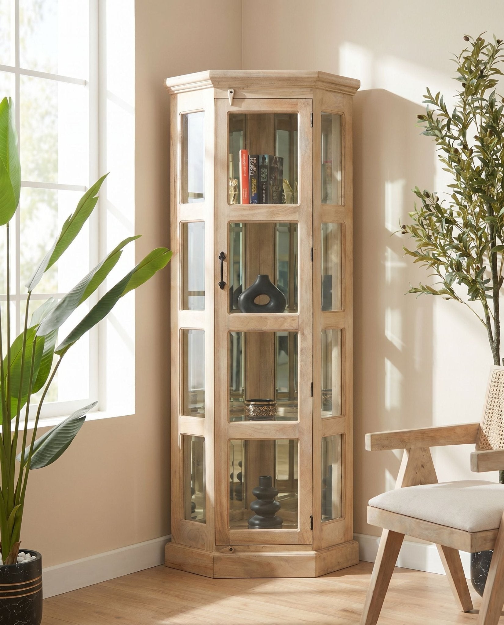 Mangoedge Wooden Corner Cabinet - Art and craft furniture