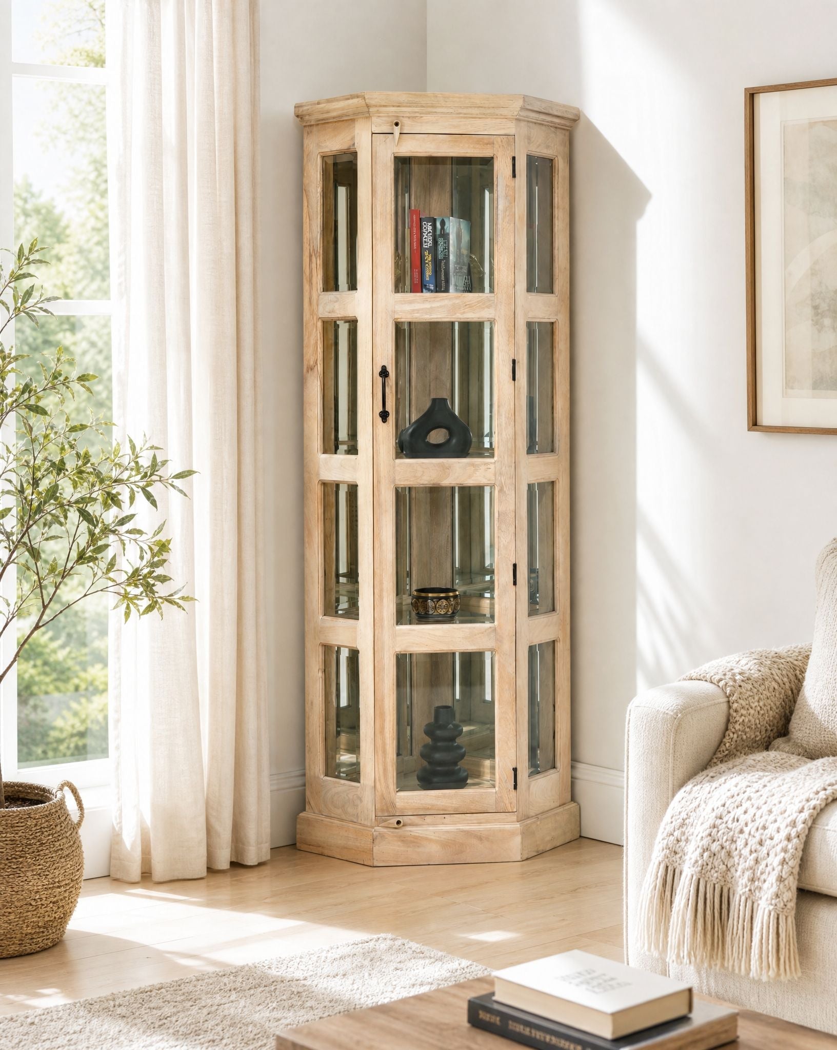 Mangoedge Wooden Corner Cabinet - Art and craft furniture