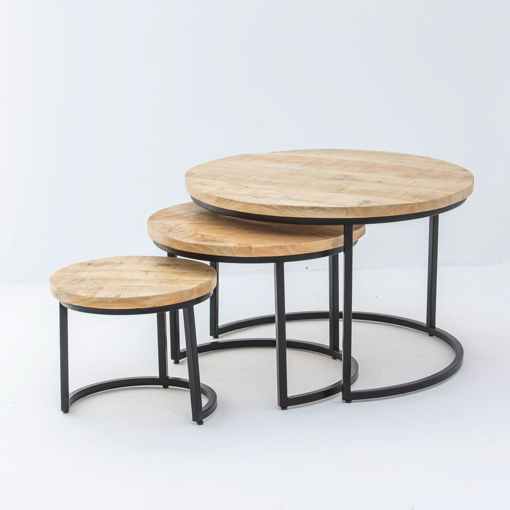MANGOEDGE WOODEN SET OF THREE COFFEE TABLE - Art and craft furniture
