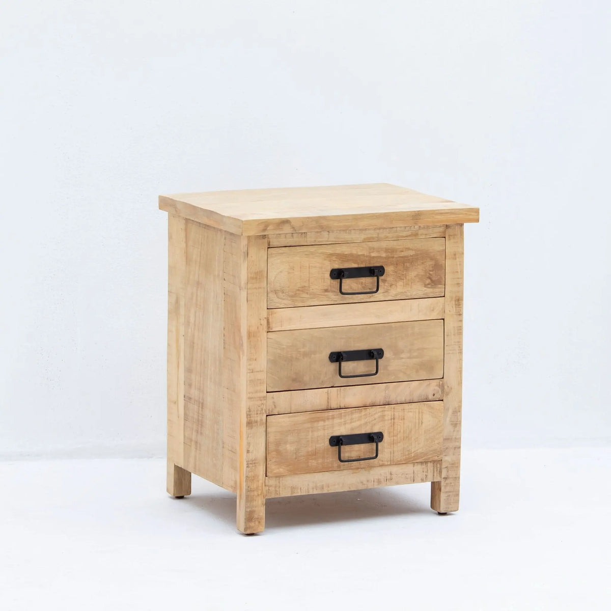 Mangoedge Wooden Three Drawer Nightstand Table - Art and craft furniture
