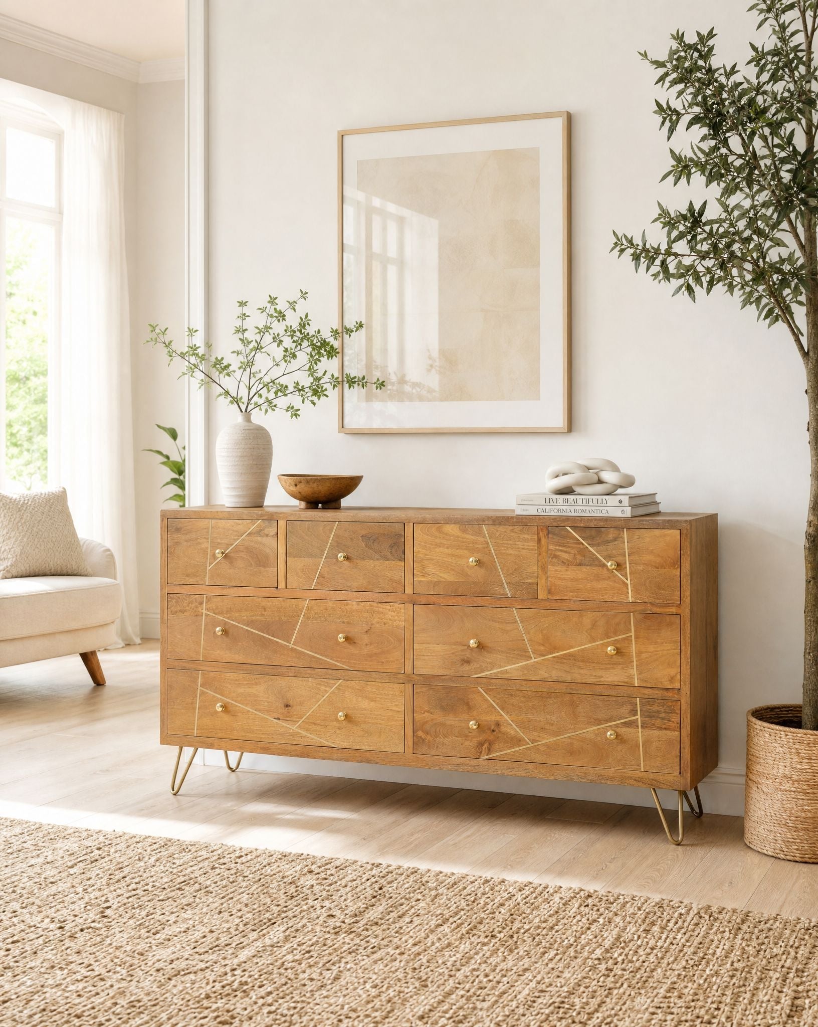 Mangoluxe Goldline Chest of Drawer - Art and craft furniture