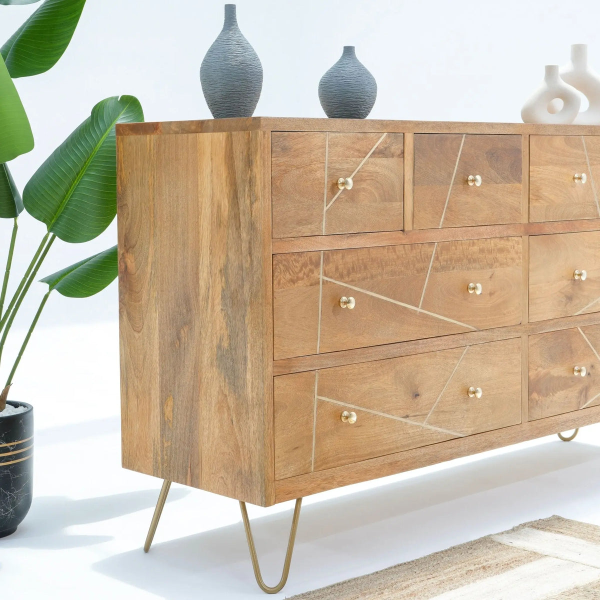 Mangoluxe Goldline Chest of Drawer - Art and craft furniture