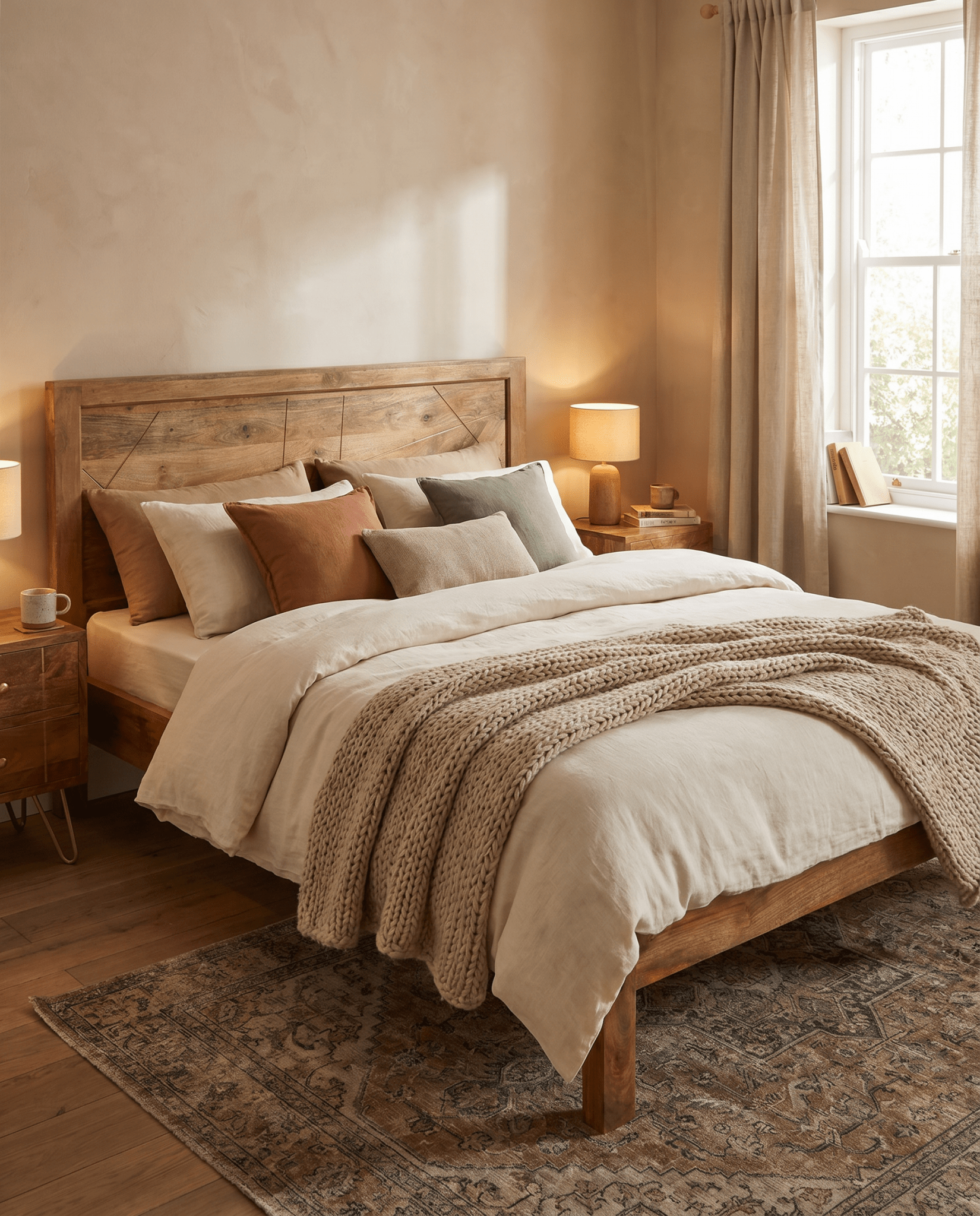 MANGOLUXE GOLDLINE MANGO WOOD BED - Art and craft furniture