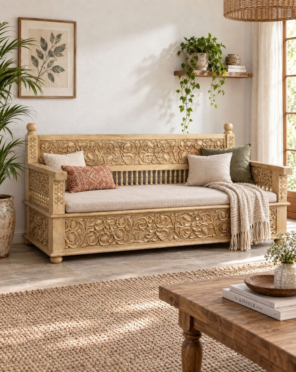Marriott 3 Seater Wooden Sofa - Art and craft furniture