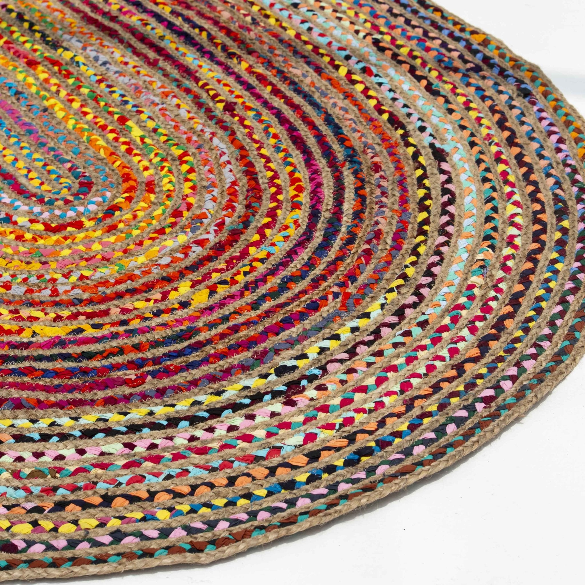 Meadows Weave Jute & Chindi Handmade Oval Rug - Art and craft furniture