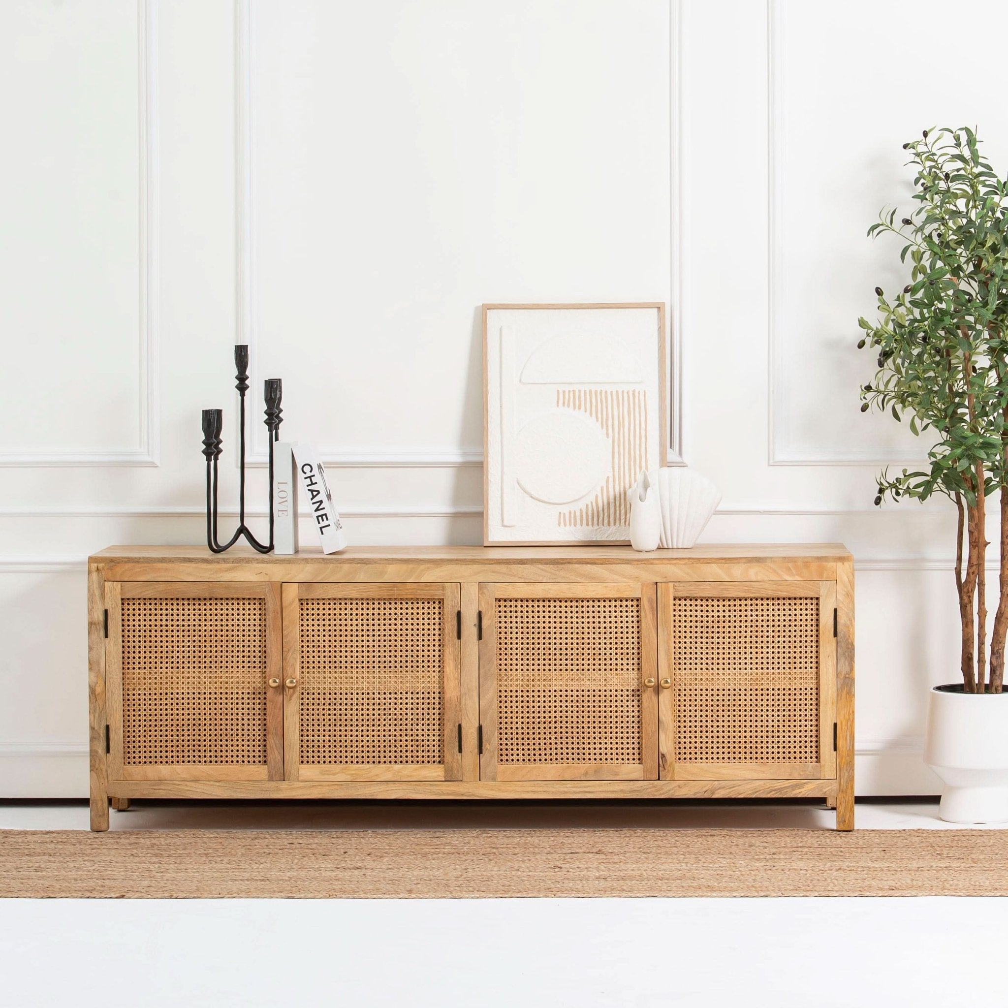 MILANO-CANE FOUR DOOR TV STAND - Art and craft furniture