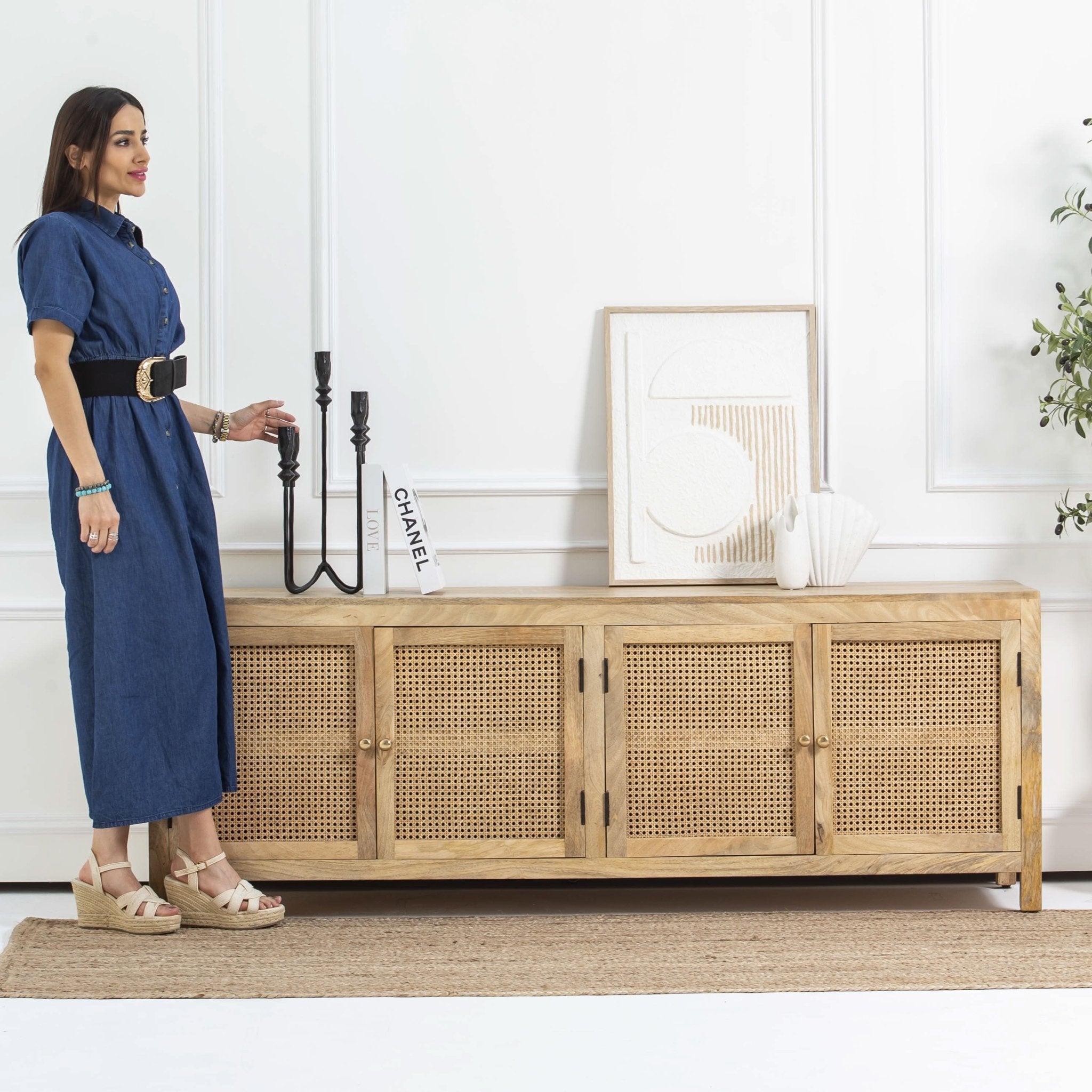 MILANO-CANE FOUR DOOR TV STAND - Art and craft furniture
