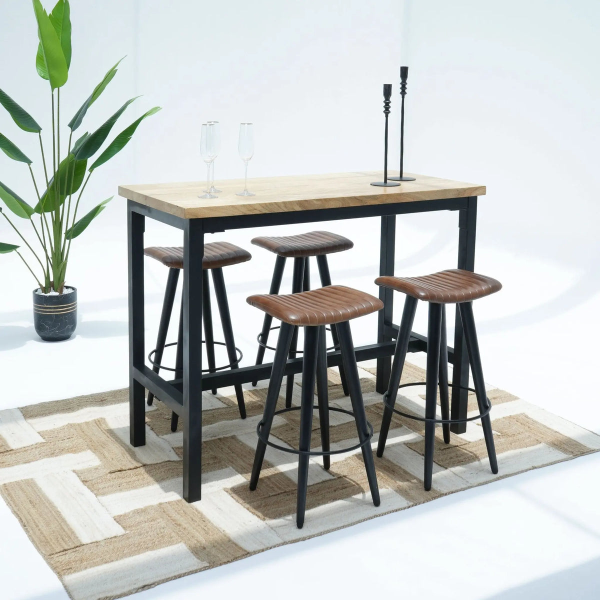 Modern Mango Wood High Bar Table - Art and craft furniture