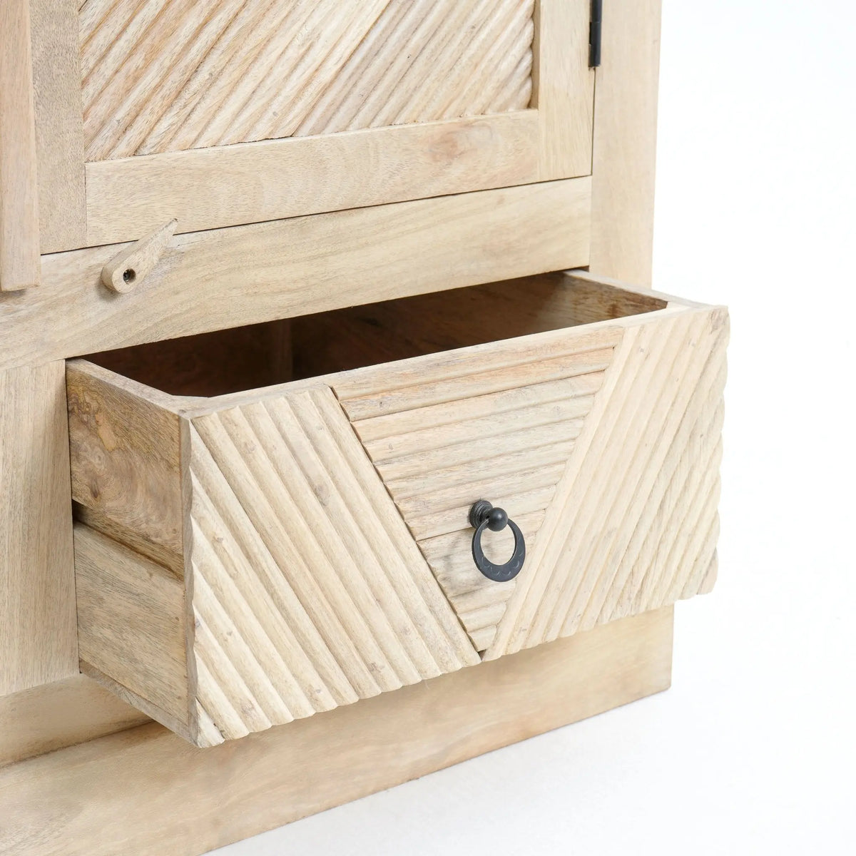 Fluted Mango Wood Cabinet - Art and craft furniture