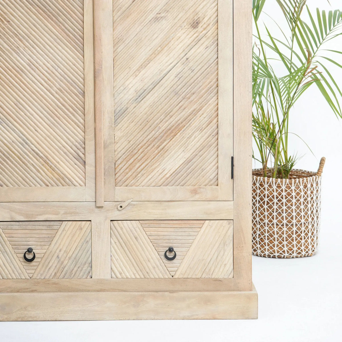 Fluted Mango Wood Cabinet - Art and craft furniture