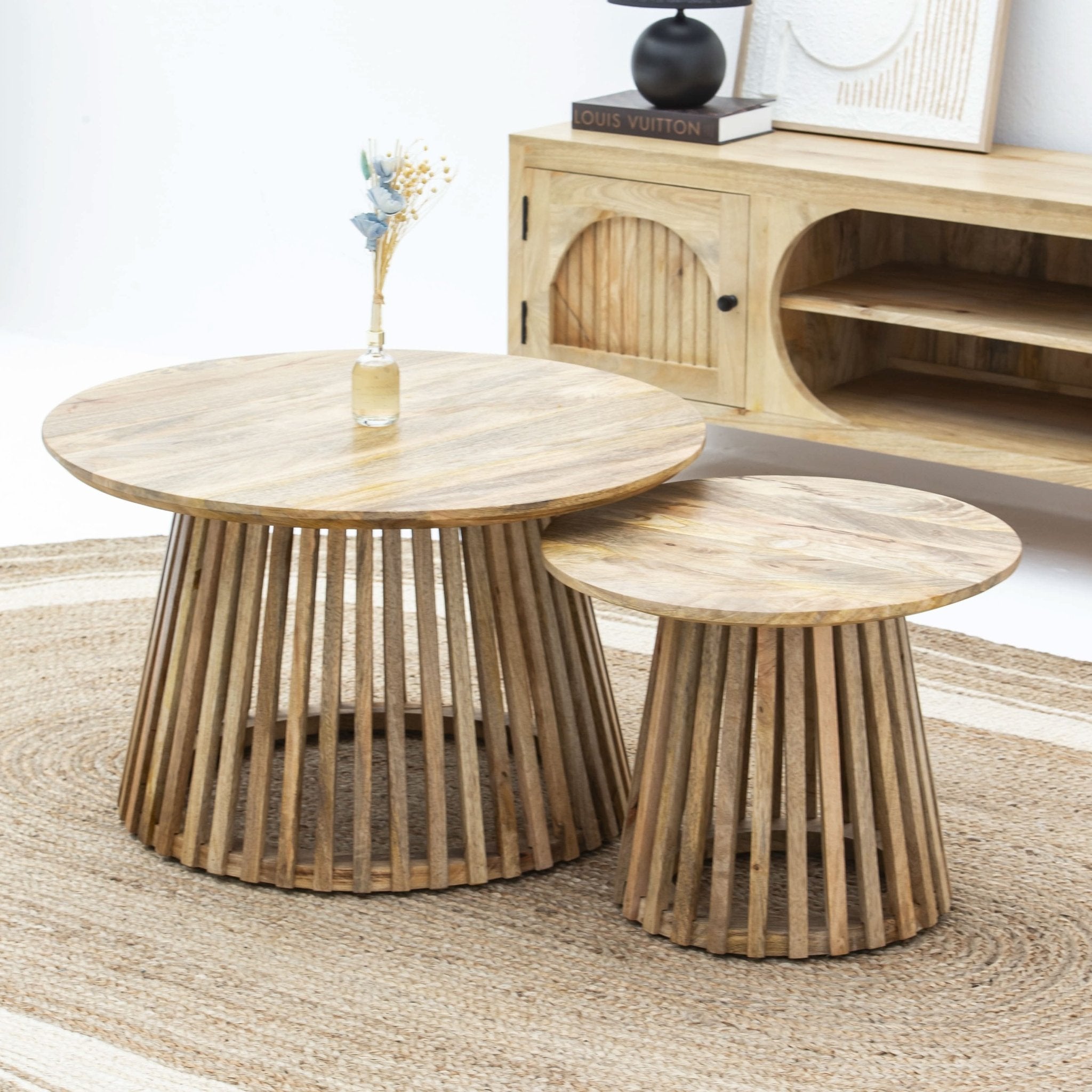 MONTERA WOODEN COFFEE TABLE SET OF TWO - Art and craft furniture