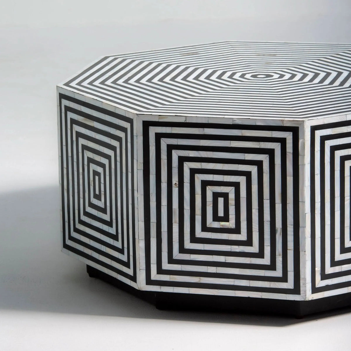 Moonlit Hexa Black Mother Of Pearl Coffee Table - Art and craft furniture