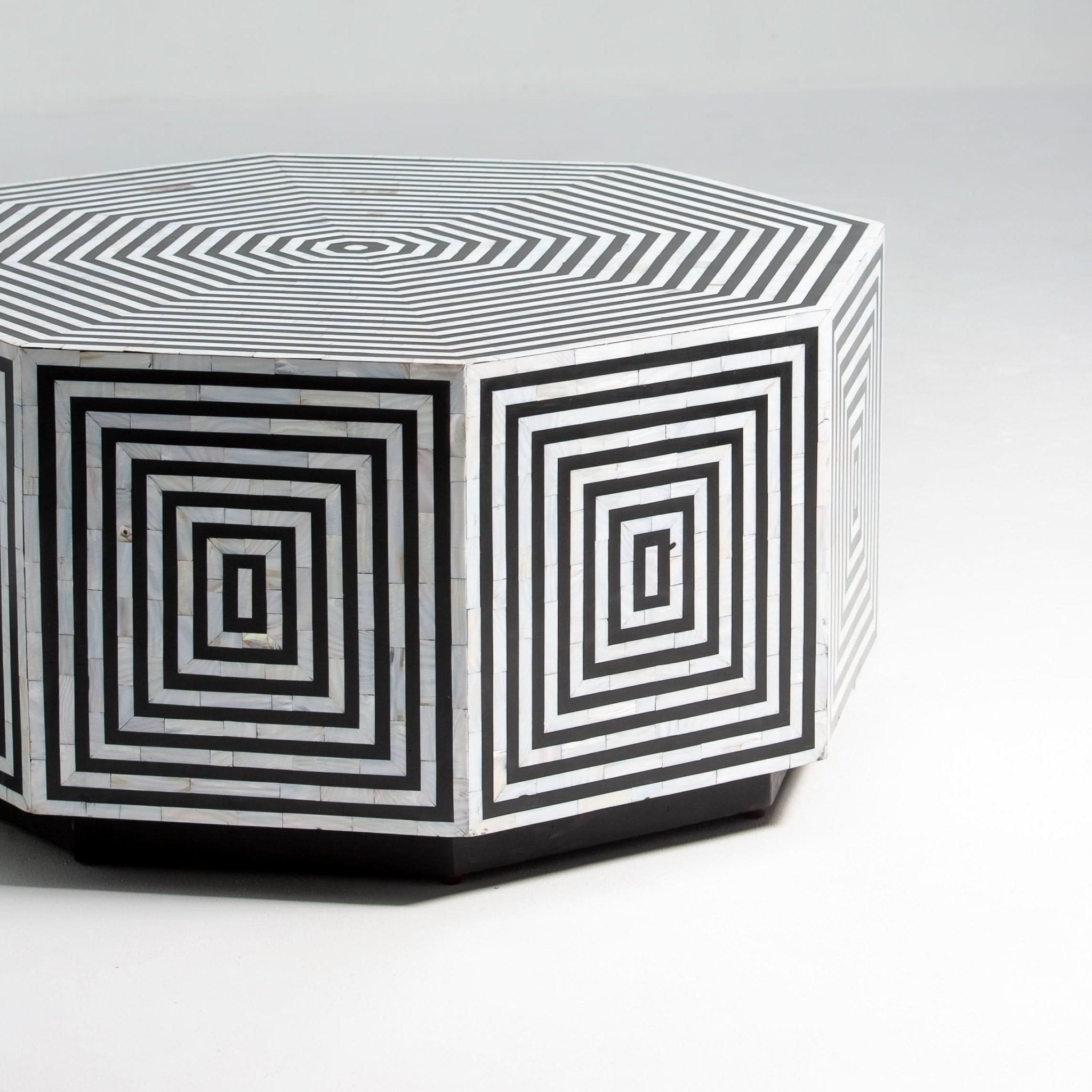 MOONLIT-BLACK MOTHER OF PEARL HEXA COFFEE TABLE - Art and craft furniture