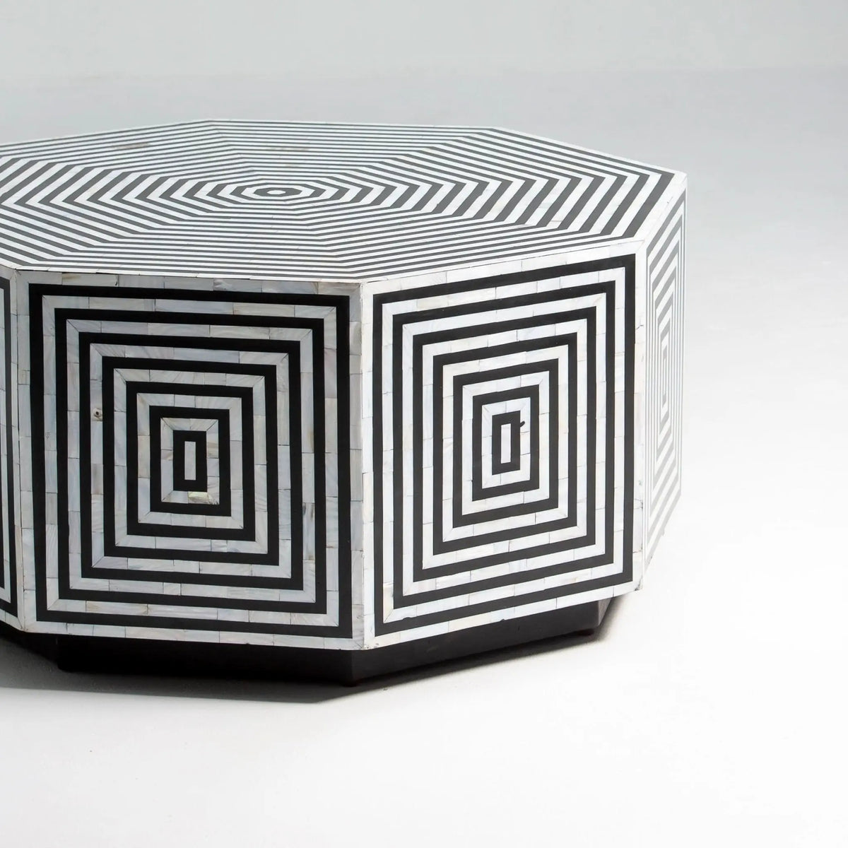 Moonlit Hexa Black Mother Of Pearl Coffee Table - Art and craft furniture