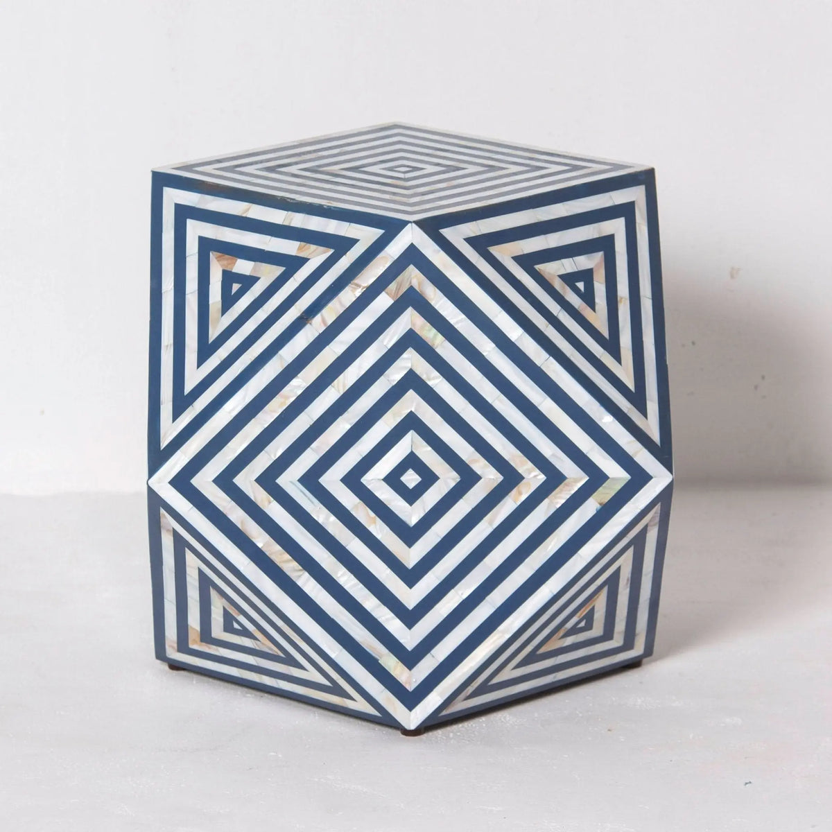 Moonlit Blue Mother Of Pearl Diamond Stool - Art and craft furniture