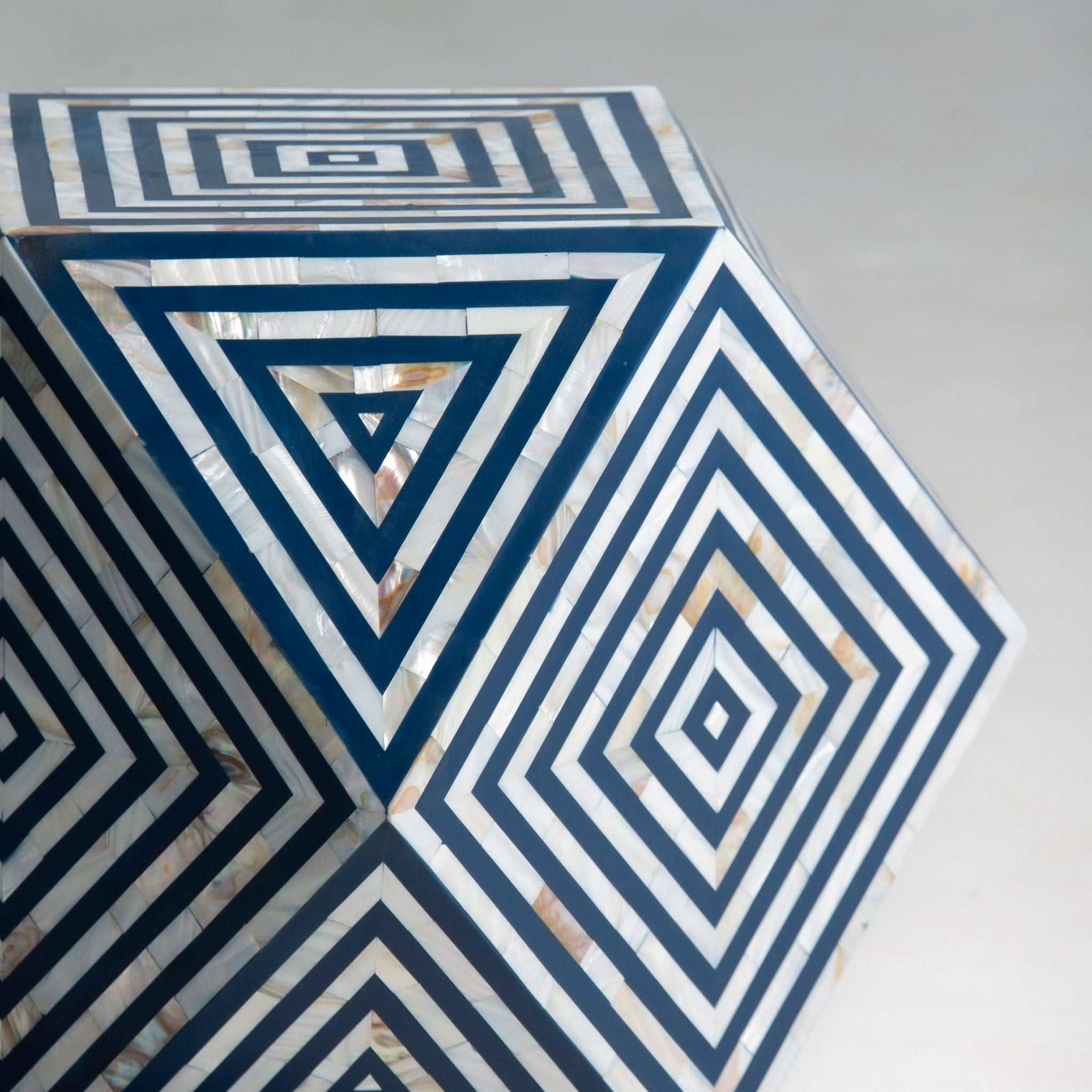 MOONLIT-BLUE MOTHER OF PEARL DIAMOND STOOL - Art and craft furniture