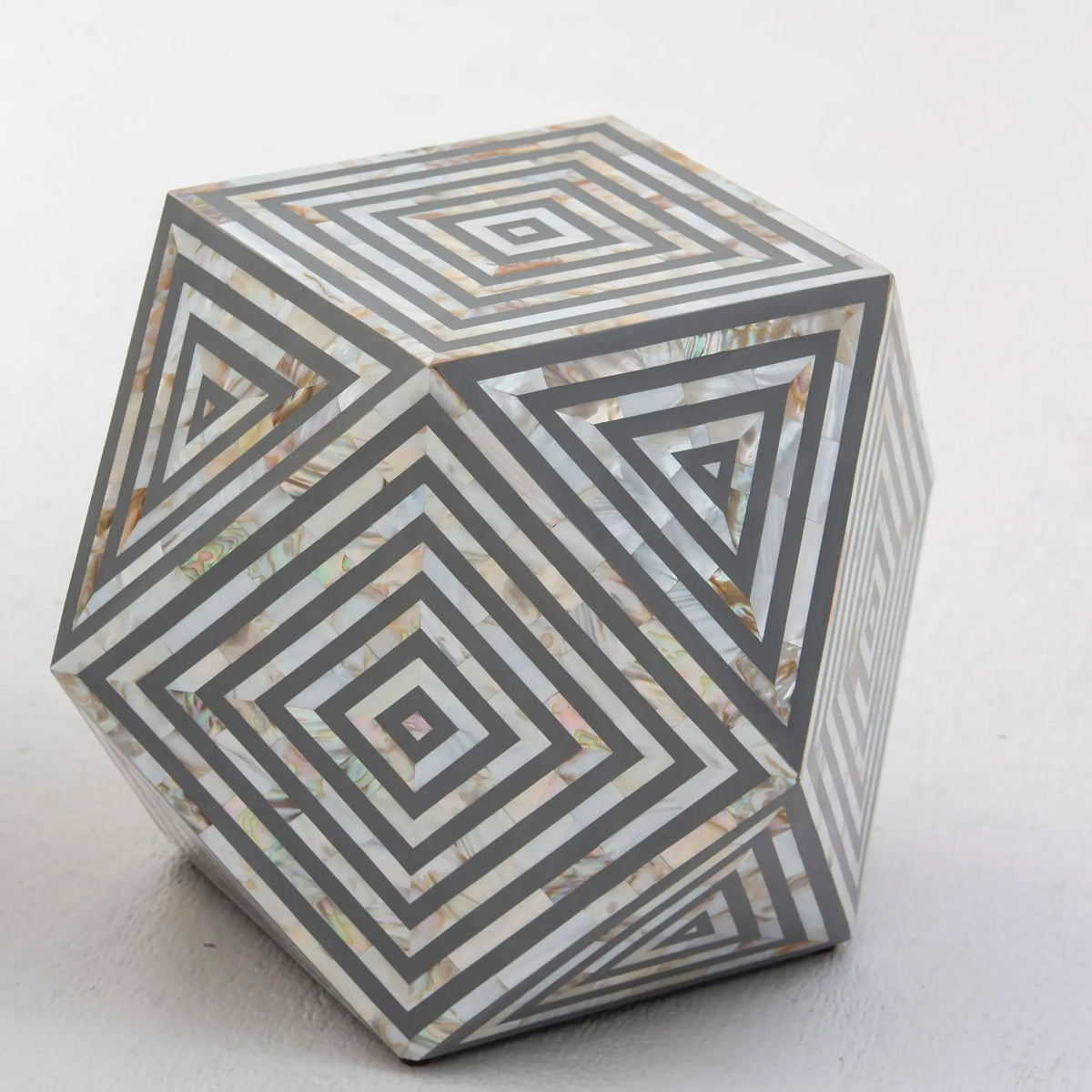 Moonlit Grey Mother Of Strip Diamond Stool - Art and craft furniture
