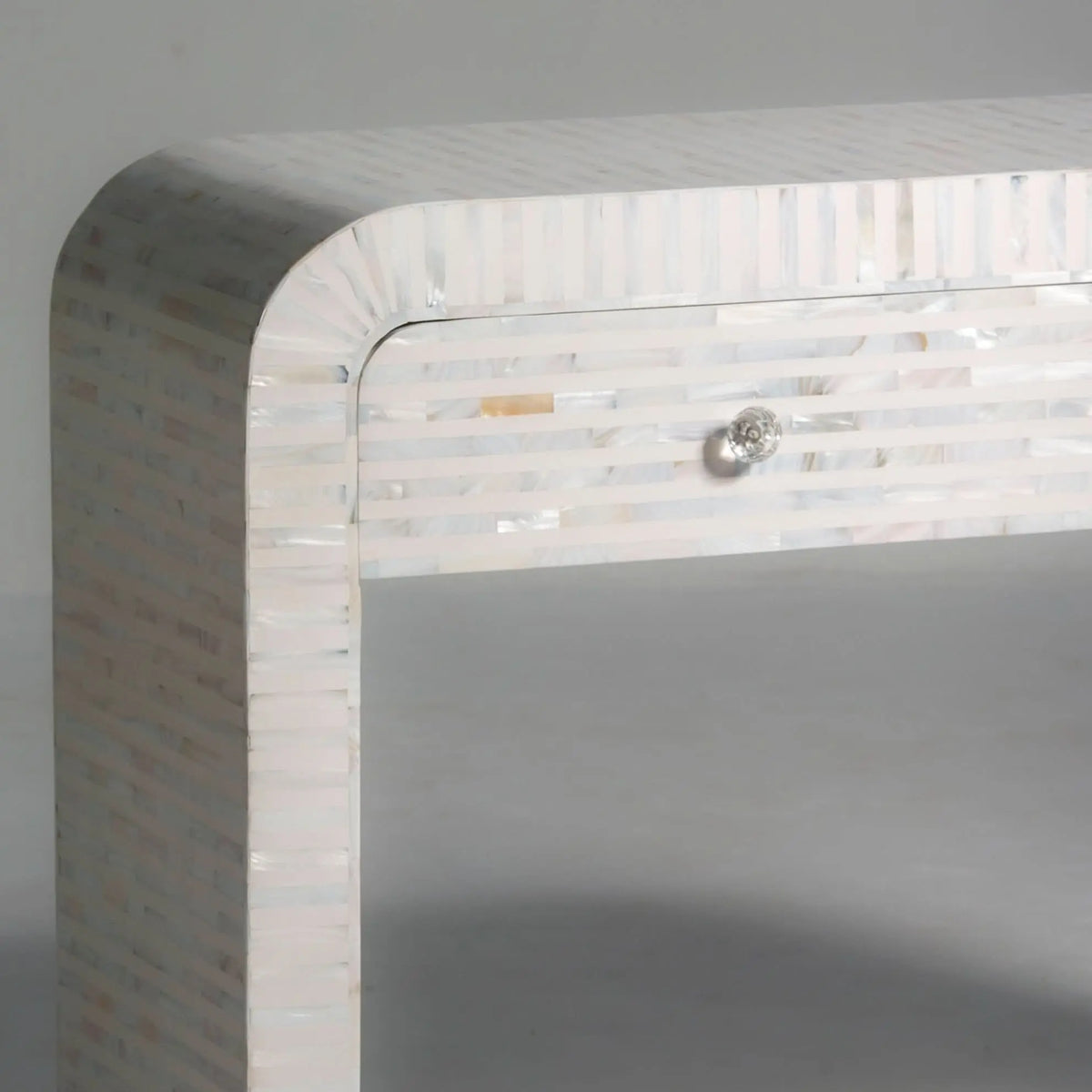 Moonlit White Strip Mother Of Pearl Drawer Console Table - Art and craft furniture