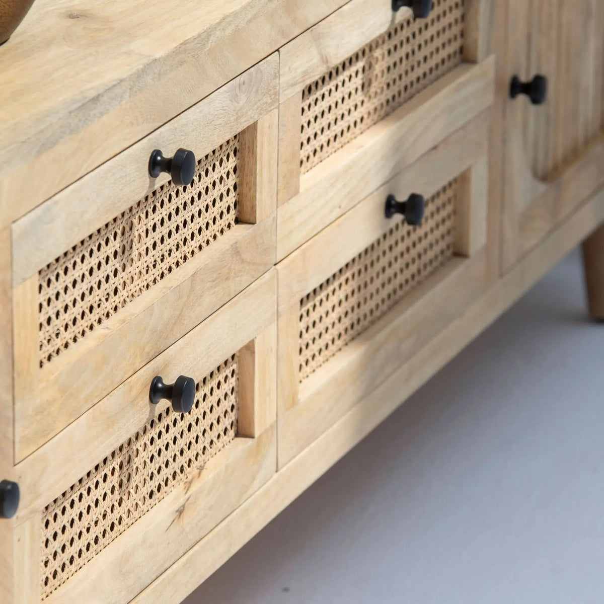 Morris Rattan Wooden TV Console - Art and craft furniture