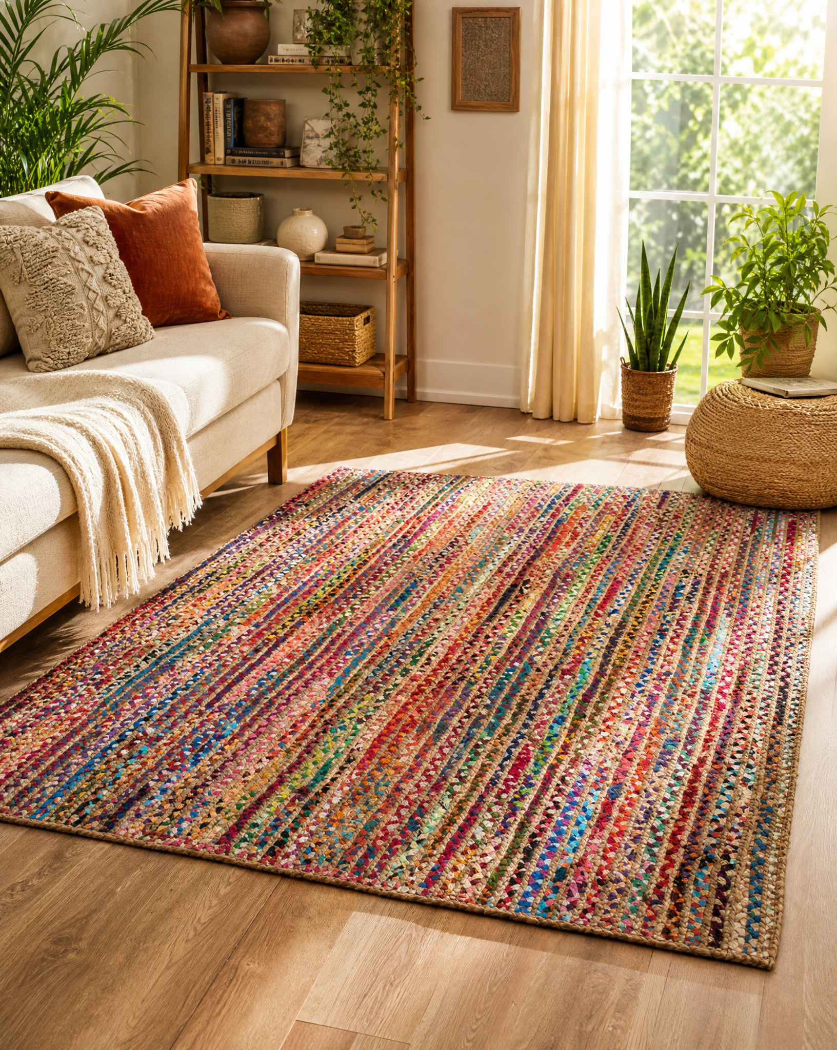MOSAIC LINE JUTE & CHINDI HANDMADE RUG - Art and craft furniture