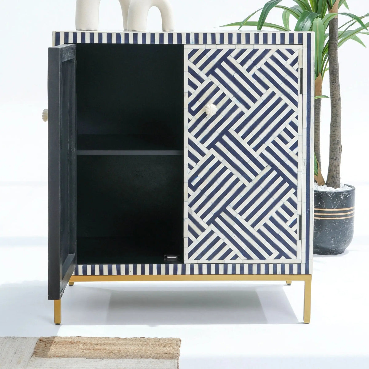 Mystic Black Inlay Two Door Sideboard - Art and craft furniture