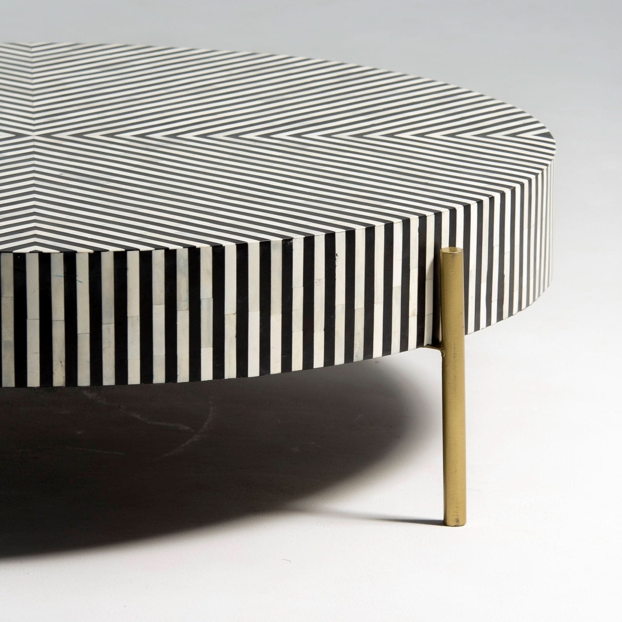 MYSTIC-BLACK STRIP INLAY COFFEE TABLE - Art and craft furniture